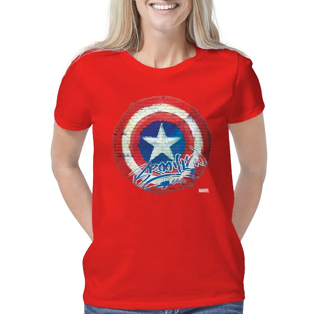 Captain America Graffiti Women's T-Shirt - Marvel Superhero Graphic Tee for Women | Casual Wear, Cosplay, Gift for Fans | Perfect for Comic Con, Movie Nights & Everyday Outfits