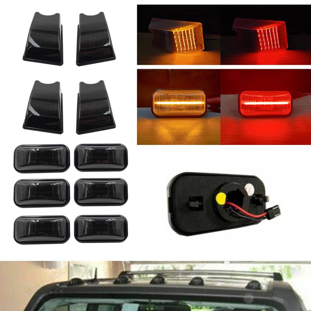 14 Pack Hummer H2 Cab Roof Lamps - Compatible with 2003-2009 Hummer H2 & H2 SUT - Clearance LED Side Marker Light Kit (Front/Rear Amber/Red) - Durable Replacement for Off-Road & Night Driving Safety