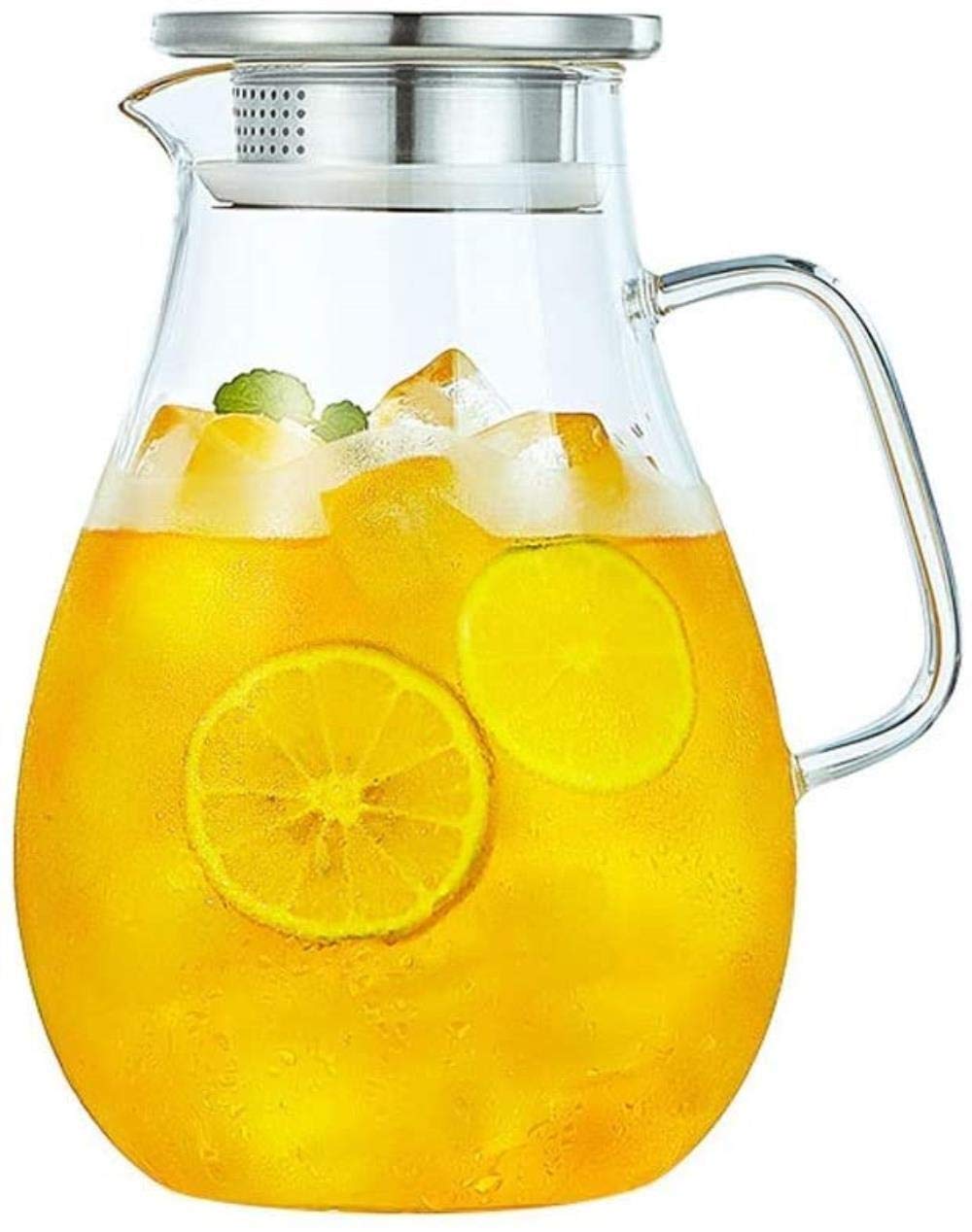 Premium Glass Water Pitcher with Lid & Handle - 1500ml/2000ml Capacity - BPA-Free Carafe for Juice, Tea, Infused Water - Perfect for Home, Office & Entertaining