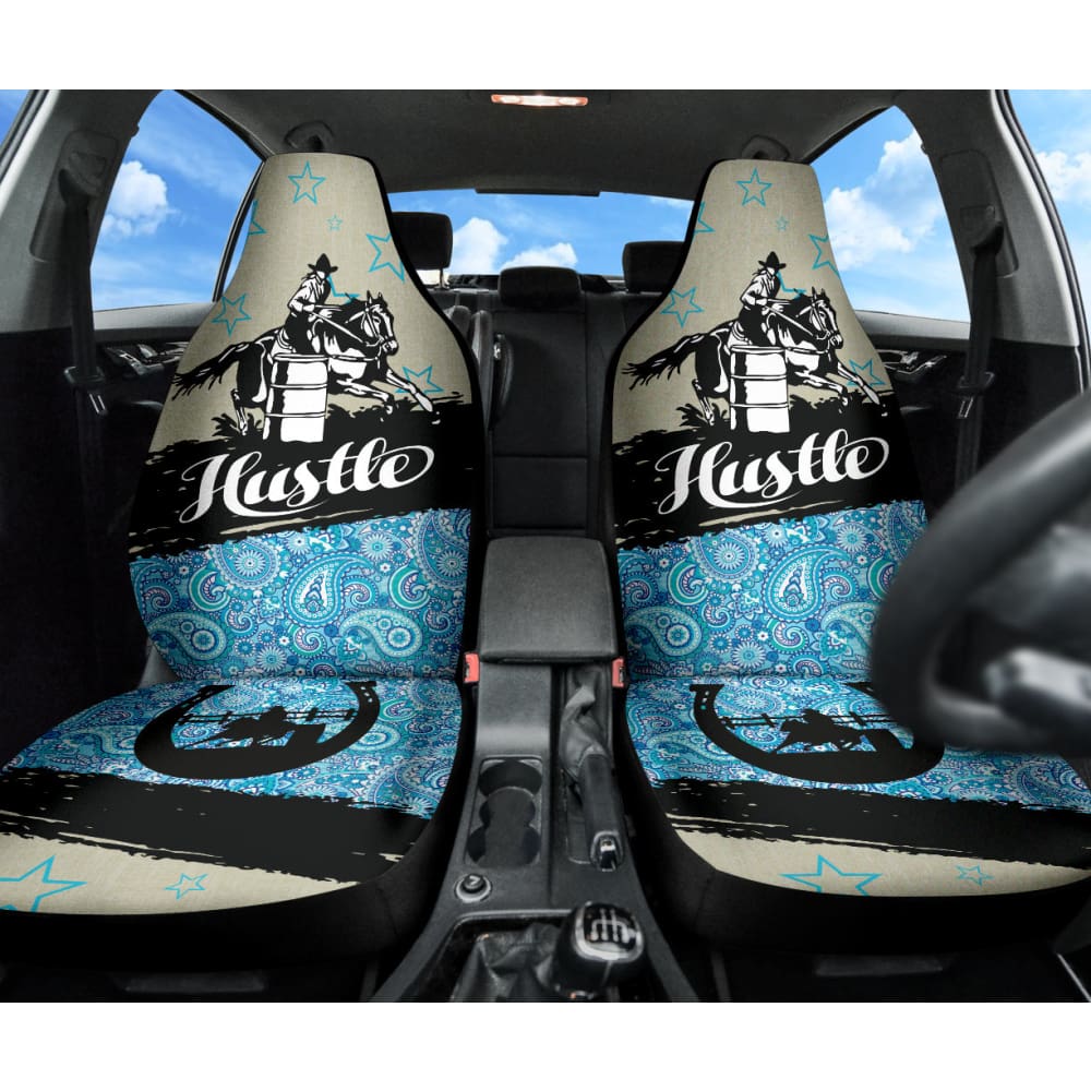 Custom Barrel Racing Horse Lovers Car Seat Covers - Durable & Stylish for Western Riders - Perfect for Trucks, SUVs and Horse Trailers - Great Gift for Equestrian Enthusiasts