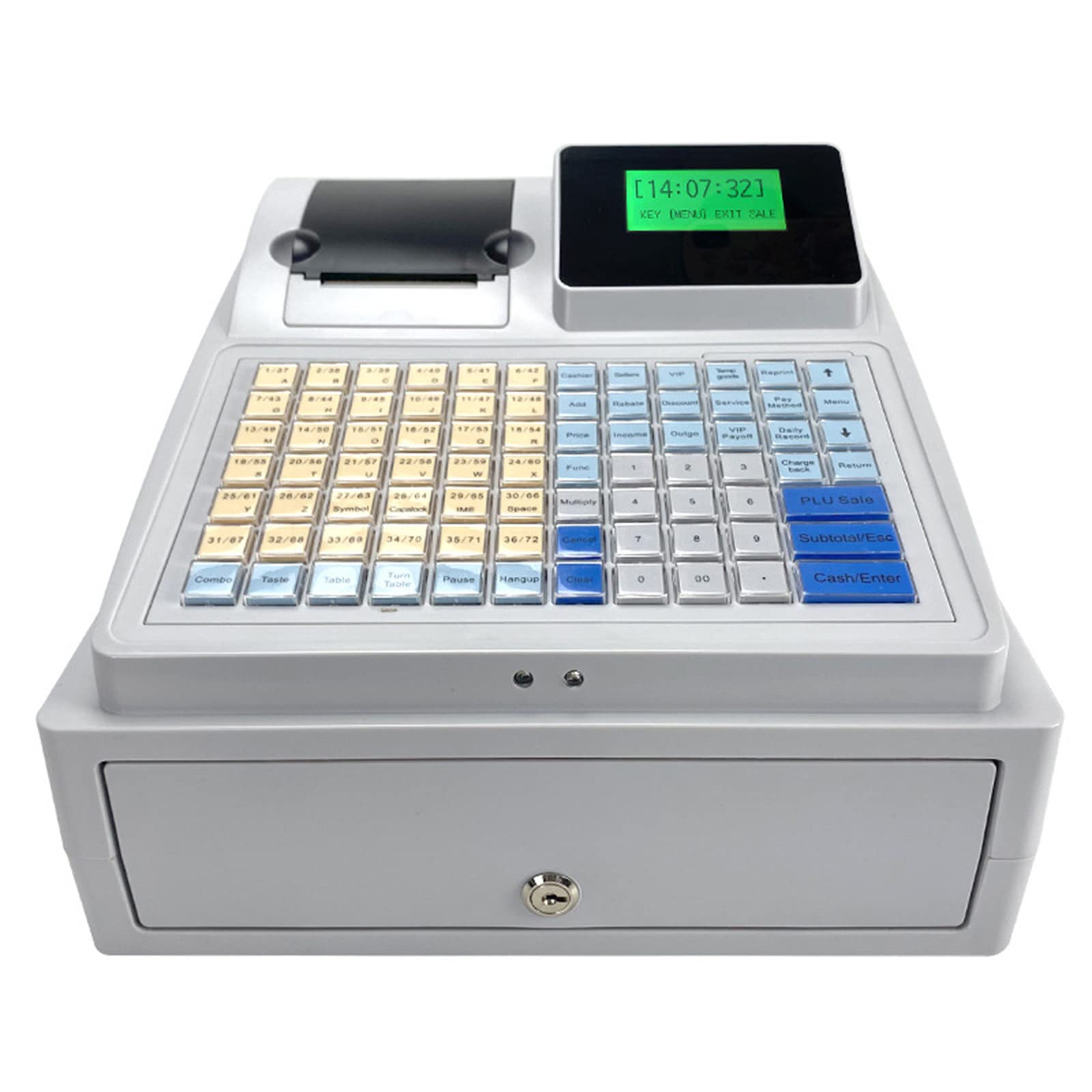 48-Key Electronic Cash Register with Money Drawer, Flat Keyboard & Thermal Printer - Commercial POS System for Retail Stores, Restaurants & Small Businesses