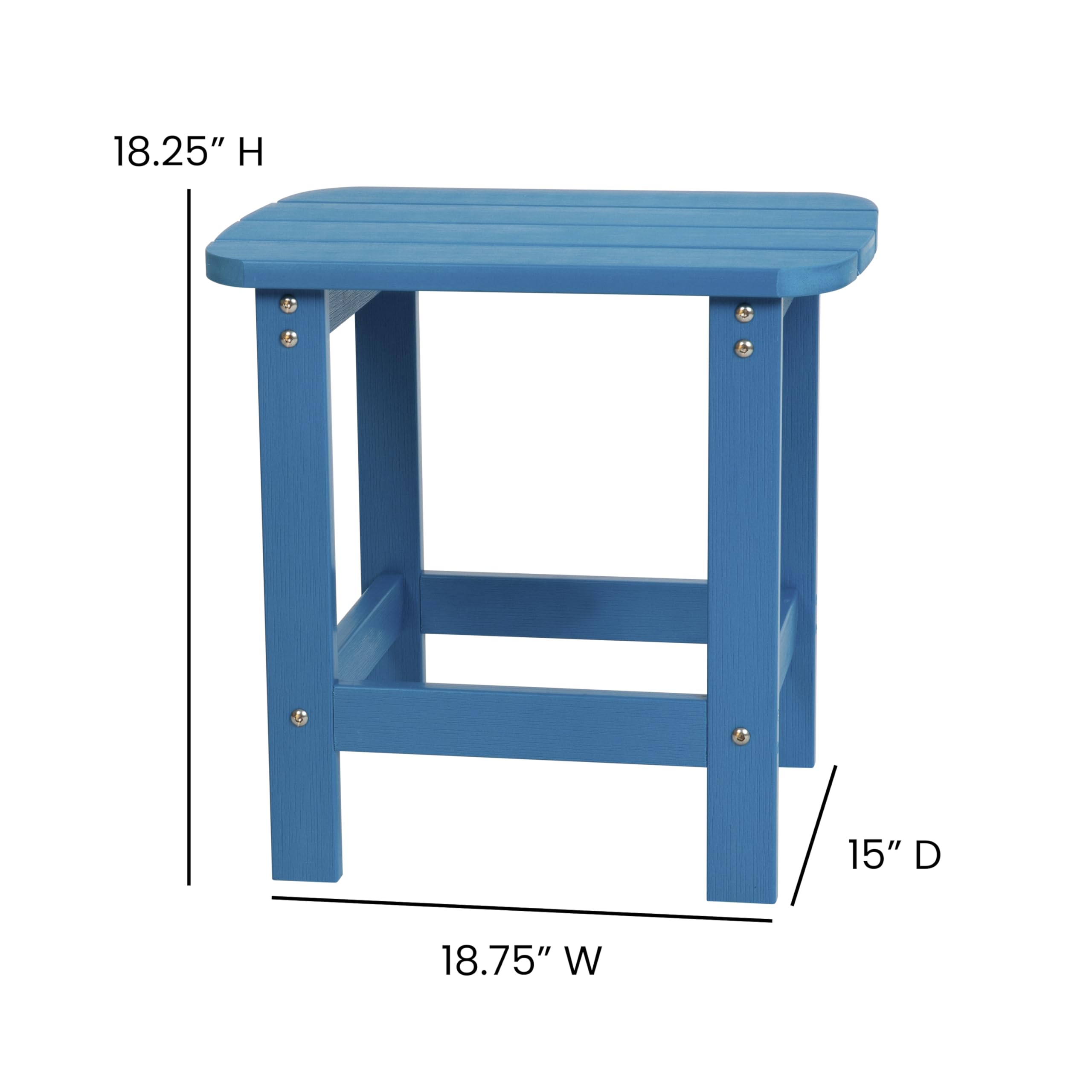 EMMA + OLIVER Set of 2 Blue Folding Adirondack Chairs with Side Table - Indoor Outdoor Patio Furniture for Garden, Deck, Poolside & Backyard Relaxation