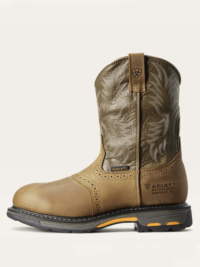 Ariat Men's WorkHog Waterproof Composite Toe Work Boot - Durable Safety Boots for Construction & Outdoor Work - Aged Bark Brown