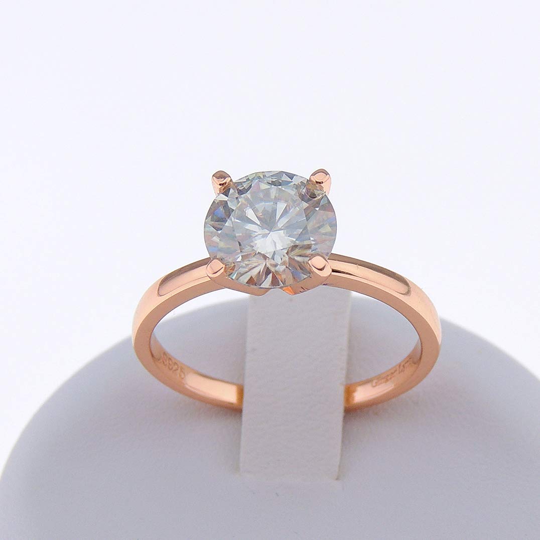 Ginger Lyne 3 Ct Moissanite Solitaire Engagement Ring for Women - White Gold over Sterling Silver, Diamond Alternative Wedding Band - Perfect for Proposals, Bridal Gifts & Anniversary Celebrations