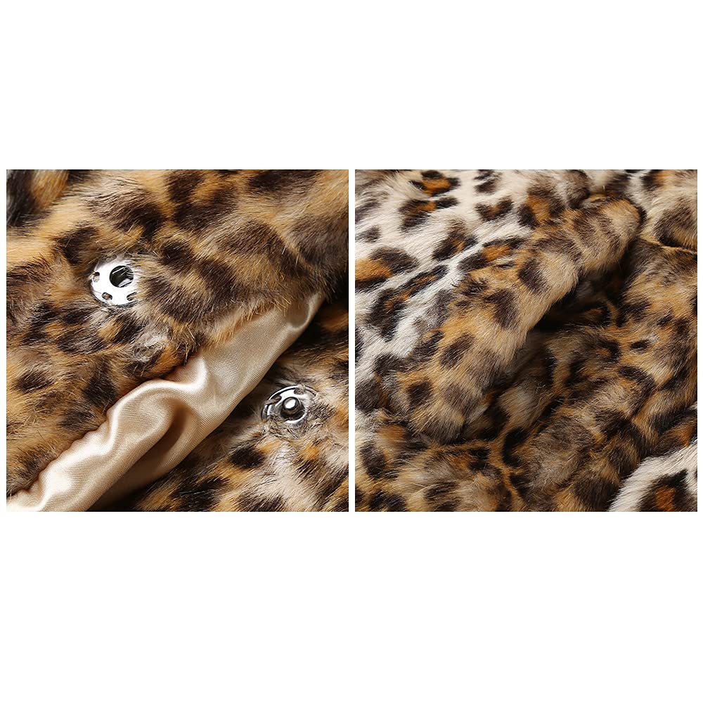 Bellivera Women's Leopard Print Fleece Coat - Warm Fuzzy Faux Fur Jacket & Fluffy Cardigan for Winter & Spring | Cozy Outerwear for Casual Outings, Date Nights & Office Wear