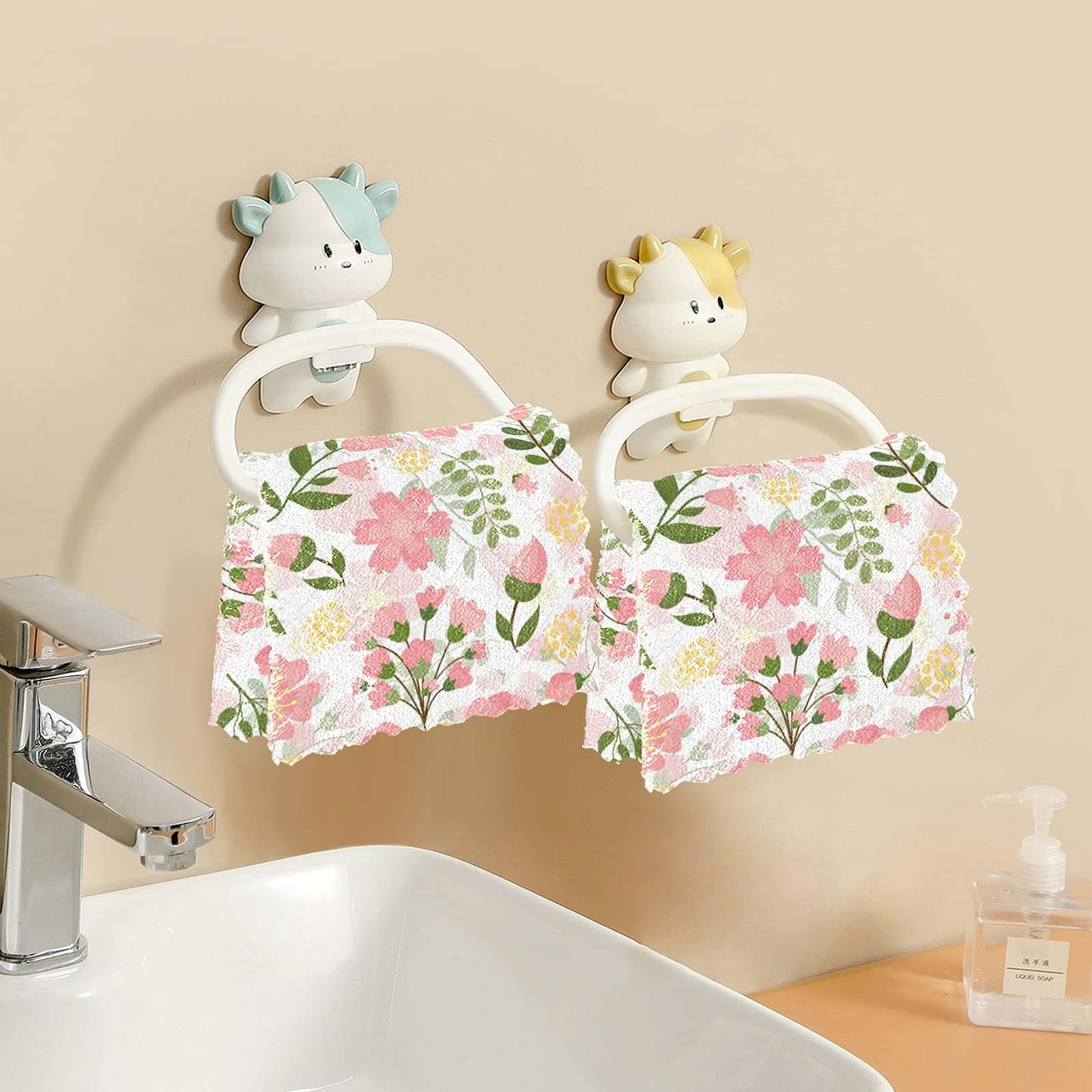 6 Pack Spring Floral Dish Cloths - Super Absorbent Reusable Kitchen Towels for Washing Dishes, Cleaning Counters & Drying Hands | Soft Cotton Dish Rags for Daily Kitchen Use, Housewarming Gifts & Spring Home Decor