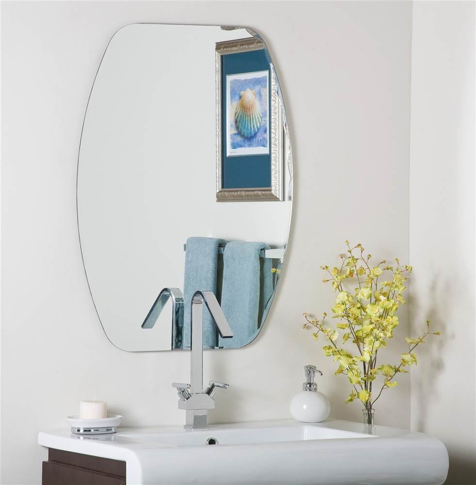Frameless Oval Beveled Mirror - Elegant Wall Decor for Bedroom, Bathroom & Entryway - 36