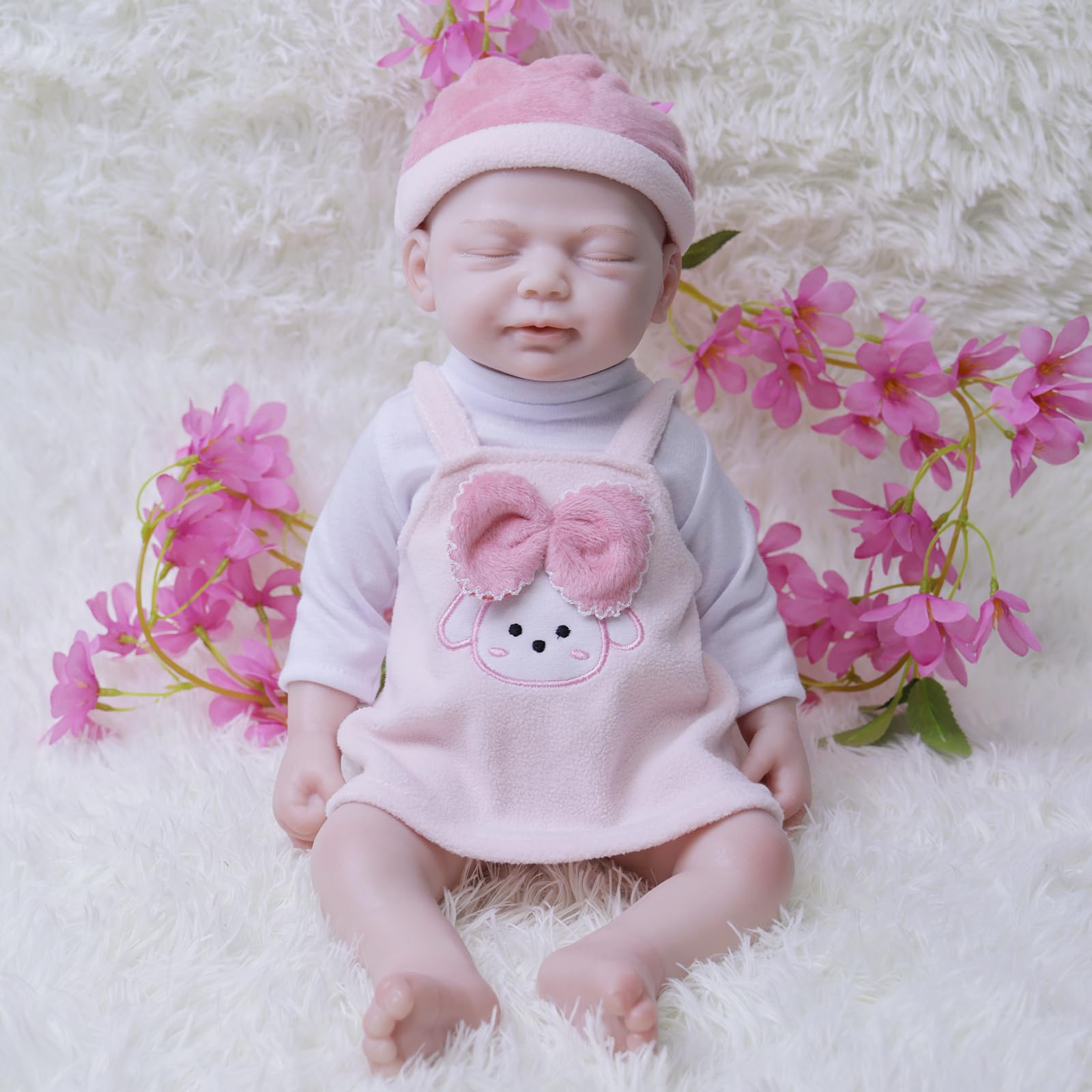 AISITE 18 Inch Realistic Reborn Baby Doll - Full Silicone Sleeping Girl Doll with Closed Eyes, Perfect Christmas & Birthday Gift for Kids Age 3+ | Great for Role Play, Collecting, and Emotional Comfort
