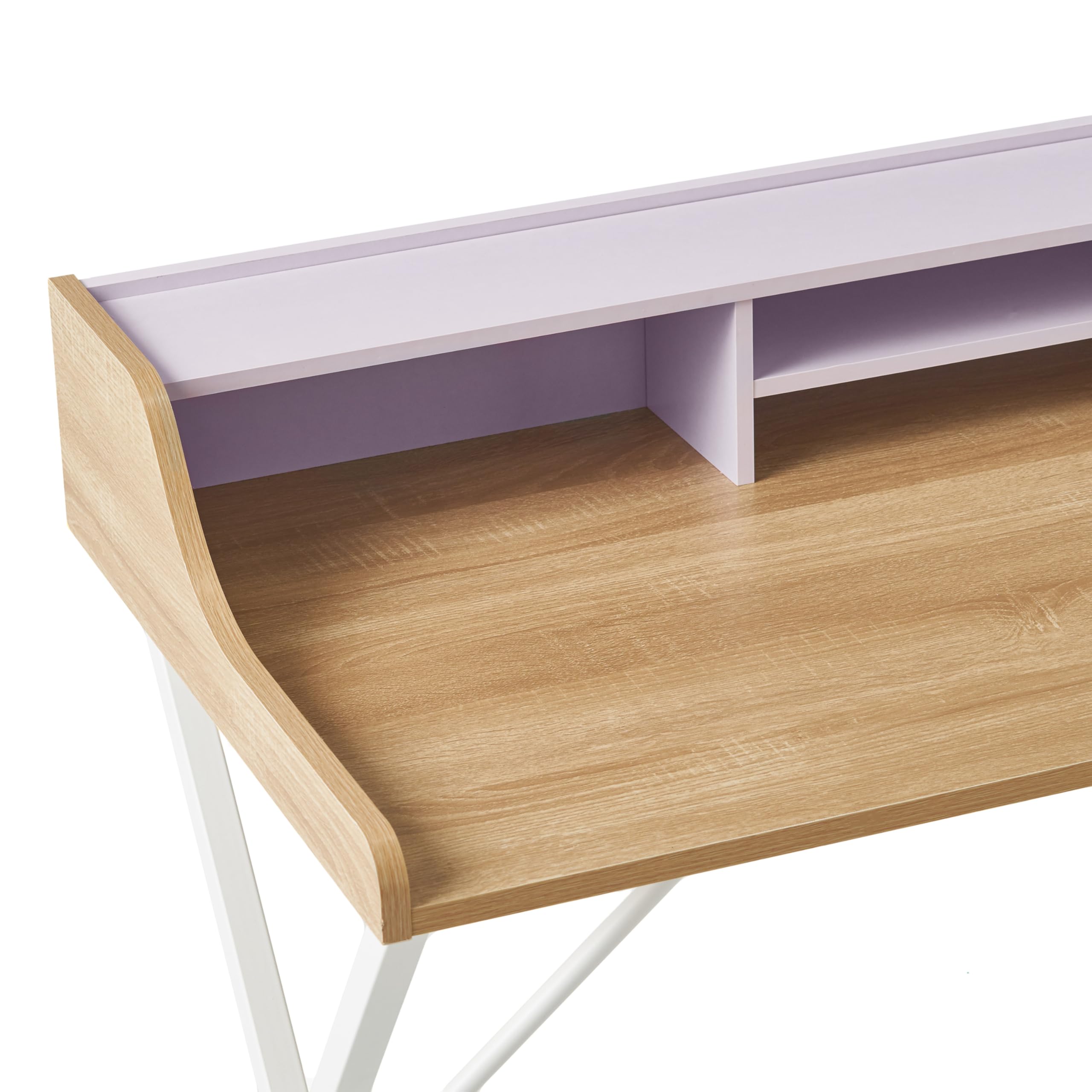 Christopher Knight Home Aalto Computer Desk - Modern Oak & White Melamine Writing Desk for Home Office, Gaming, or Study Room Workspace