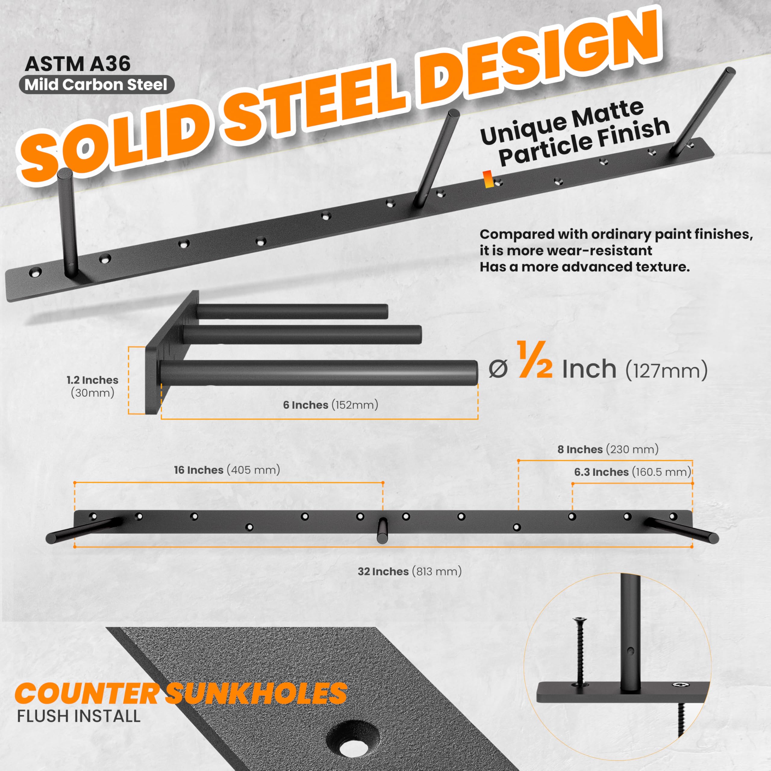 Heavy Duty 32-Inch Floating Shelf Brackets (2 Pack) – Solid Steel Hidden Shelf Supports for Wood Shelves – Kitchen, Living Room, Bathroom – Easy Mounting Hardware Included – Perfect for Home Decor & Storage Solutions