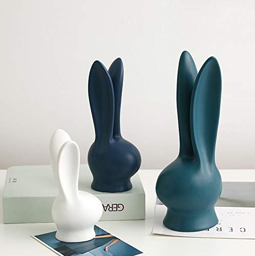 ZAMTAC 3-Piece White Ceramic Easter Bunny Figurines - Handcrafted Porcelain Rabbit Decor for Home, Craft Room & Easter Display - Perfect for Spring Decorations, Table Centerpieces & Gift Giving