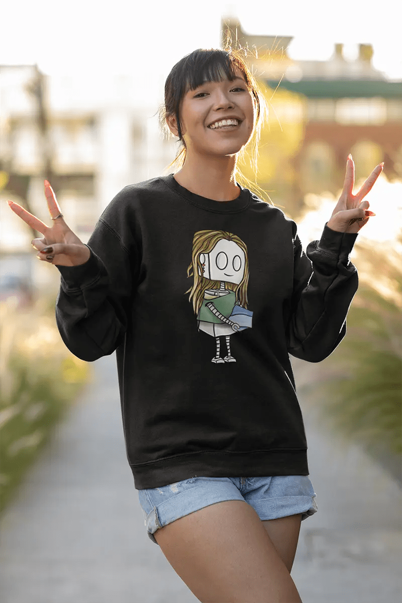 Adorable Robot Unisex Crewneck Sweatshirt for Pottery Lovers - Comfortable Casual Wear for Men & Women - Perfect for Art Studios, Pottery Classes & Cozy Weekends