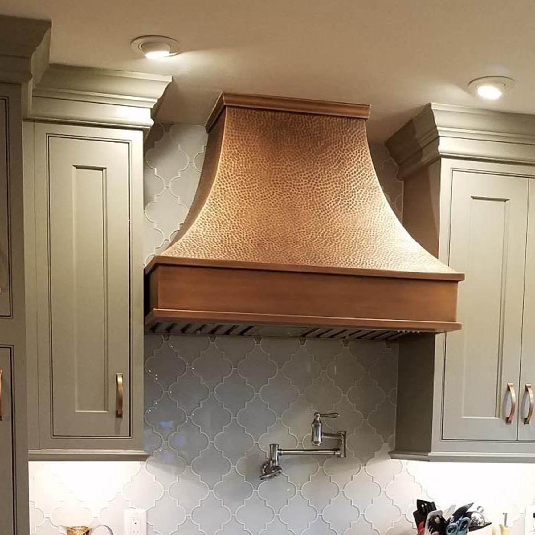 SINDA Tuscan Copper Range Hood H7C - 36 Inch Stainless Steel Kitchen Vent Hood with LED Lights - Perfect for Modern Farmhouse & Italian Style Kitchens