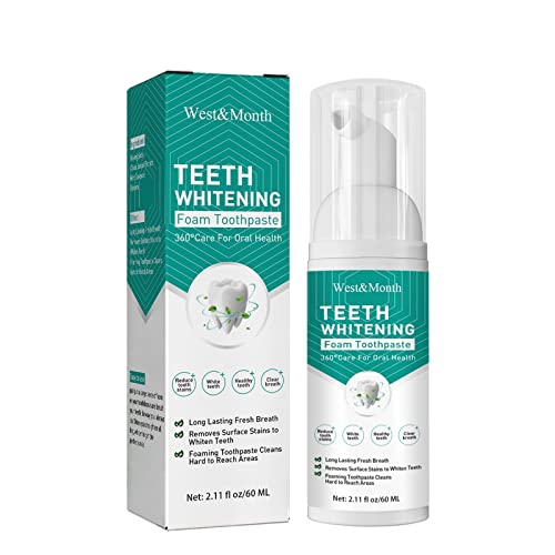 Sensitive Teeth Stain Remover Toothpaste - Snow White Foaming Whitening with Baking Soda & Mint - Travel Friendly 60ml - Freshens Breath & Whitens Teeth - Perfect for Travel, Daily Oral Care & Sensitive Teeth Relief