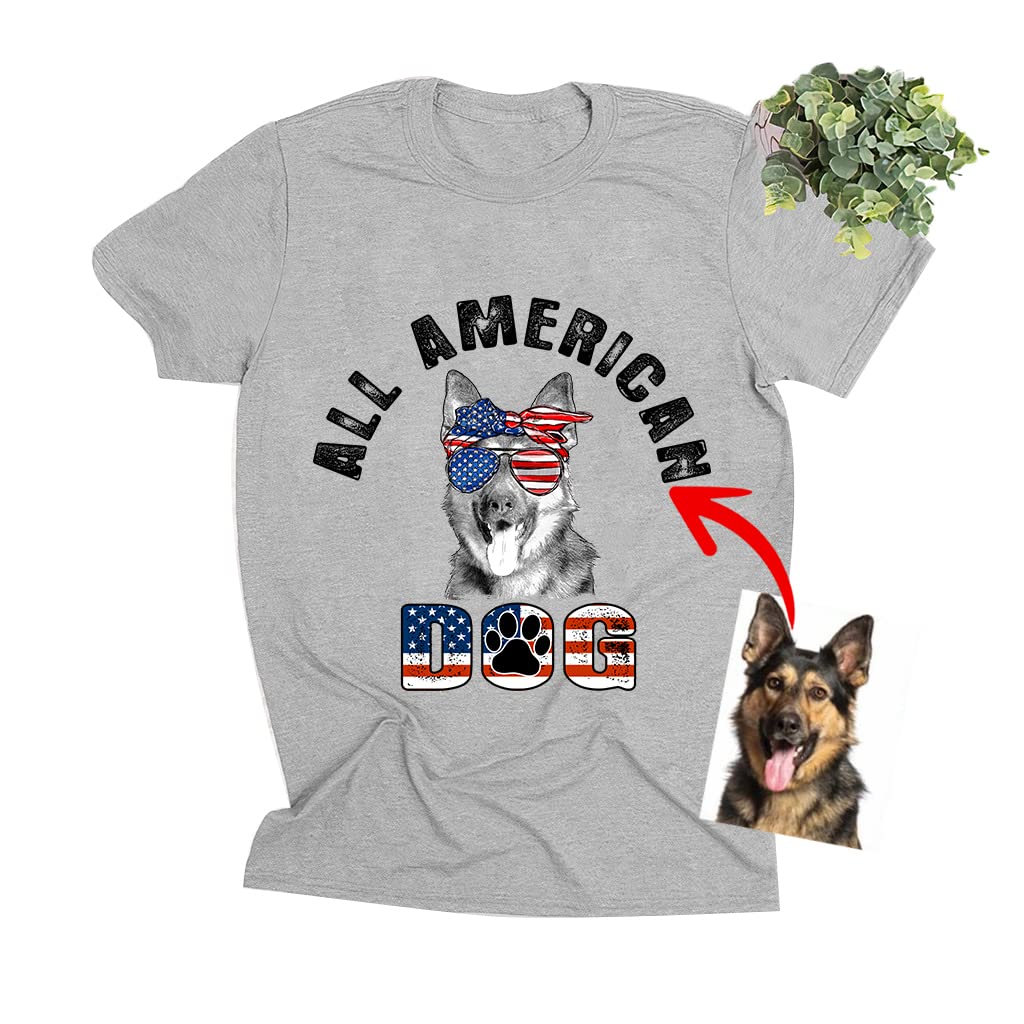 Pawarts Personalized 4th of July Dog Shirts - Custom American Flag Graphic Tees for Dog Dad & Dog Mom | Patriotic Pet Apparel for Independence Day Celebrations