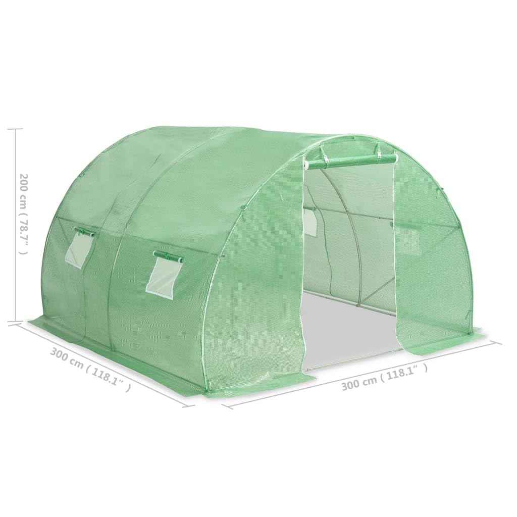 vidaXL Spacious Greenhouse with PE Mesh Fabric & Galvanized Steel Frame - Ventilation Windows & Door - Weather & Pest Protection - Easy Assembly - Green - Perfect for Gardening, Plant Protection & Backyard Farming