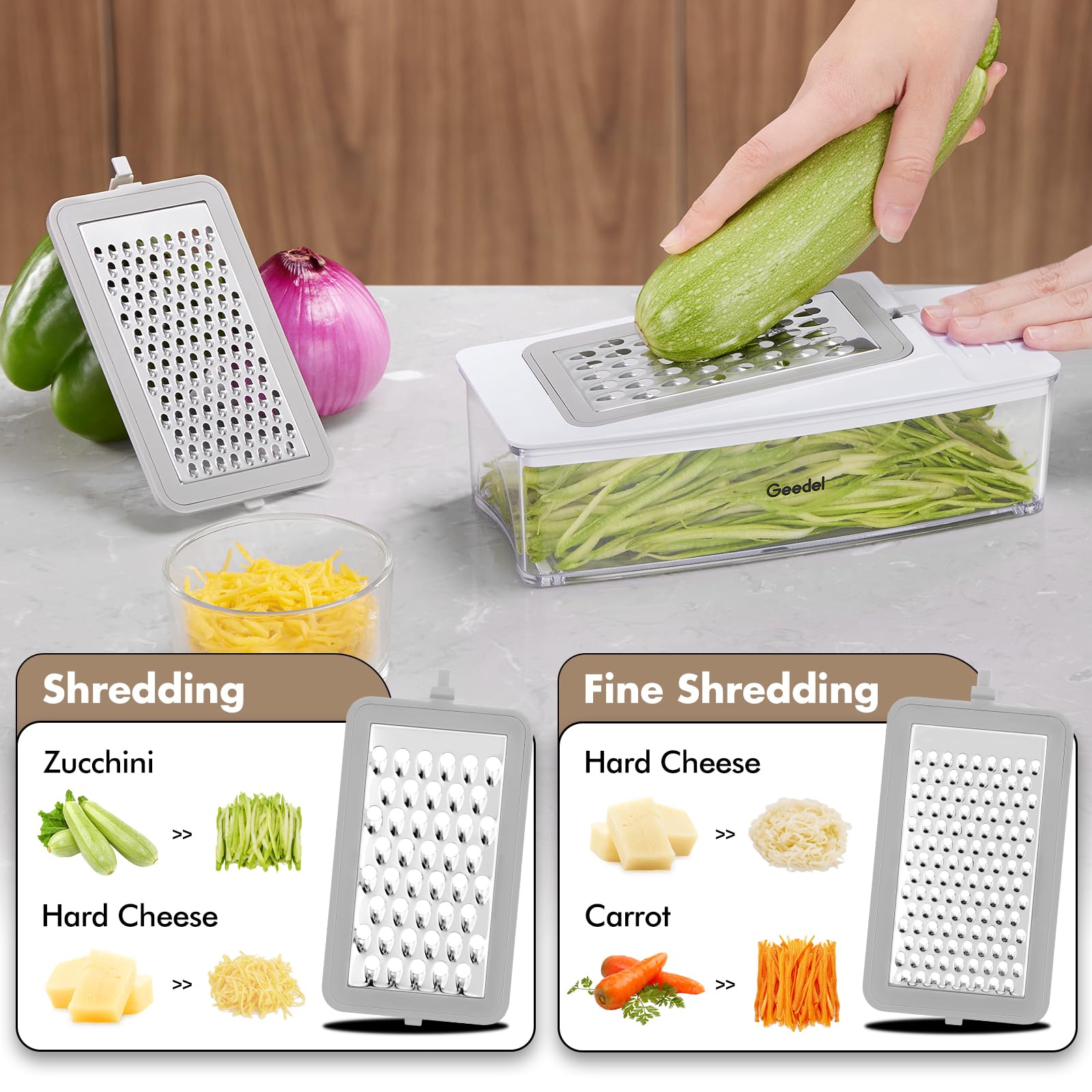 Geedel 4-in-1 Vegetable Chopper for Onion, Potato, Carrot - Perfect for Salad Prep & Cooking