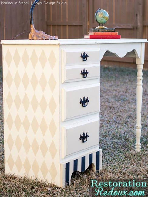 Harlequin Furniture Stencil - Reusable DIY Painting Template for Wood, Metal & Fabric - Perfect for Home Decor, Crafts & Upcycling Projects