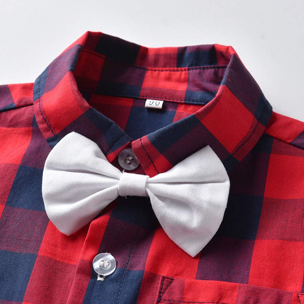 Gentleman Outfits for Toddler Boys - 2Pcs Cotton Striped Shirt with Bow Tie & Shorts Suit | Summer Casual Wear for Weddings, Parties & Family Photos