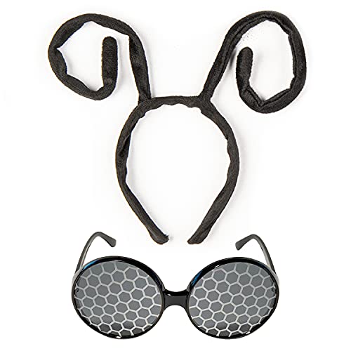 FUNCREDIBLE Fly Antenna Headband & Bug Sunglasses Set - Halloween Costume Accessories for Women, Men & Kids | Firefly, Dragonfly Cosplay Party Favors | Perfect for Halloween Parties, Themed Events & Costume Contests