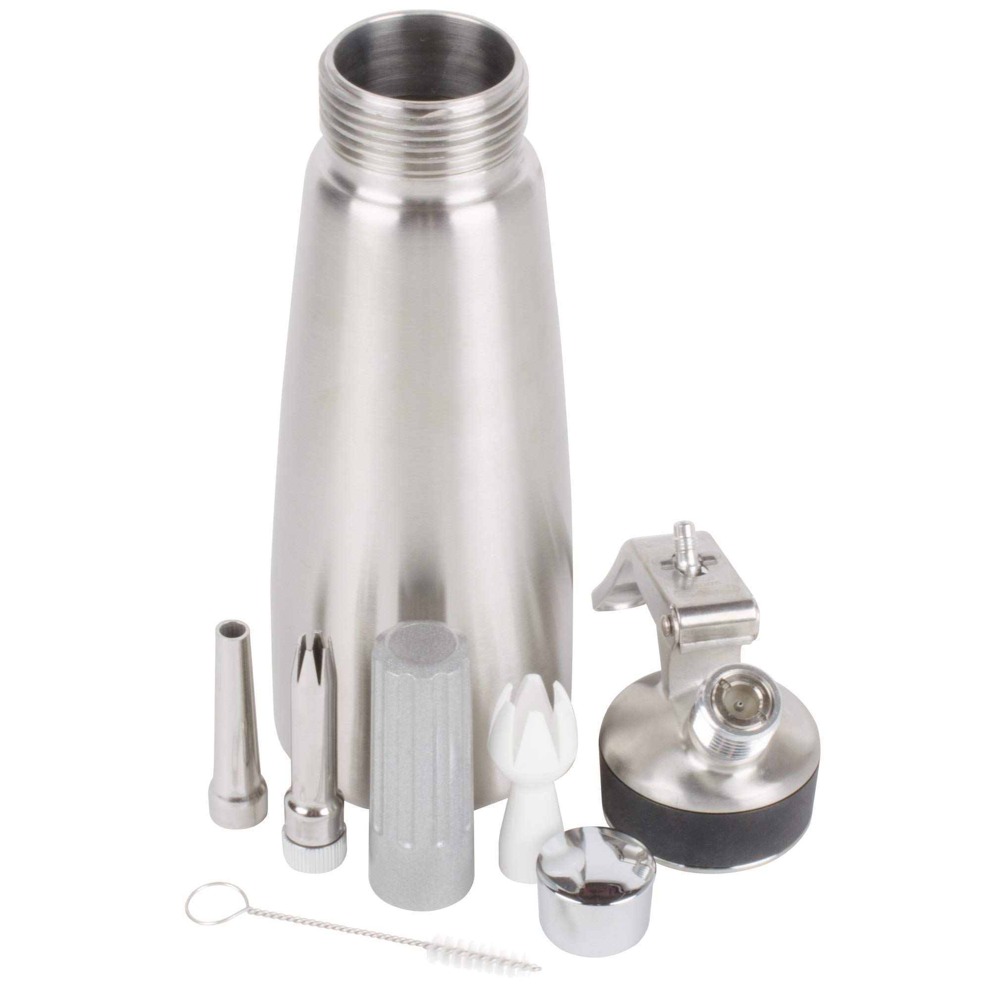 Professional Chef-Master 90062 Stainless Steel Whipped Cream Dispenser - 0.5L/1 Pint Capacity for Coffee, Waffles, Cakes & Desserts - Commercial Grade Cream Whipper for Bakeries, Cafes & Home Kitchen Use