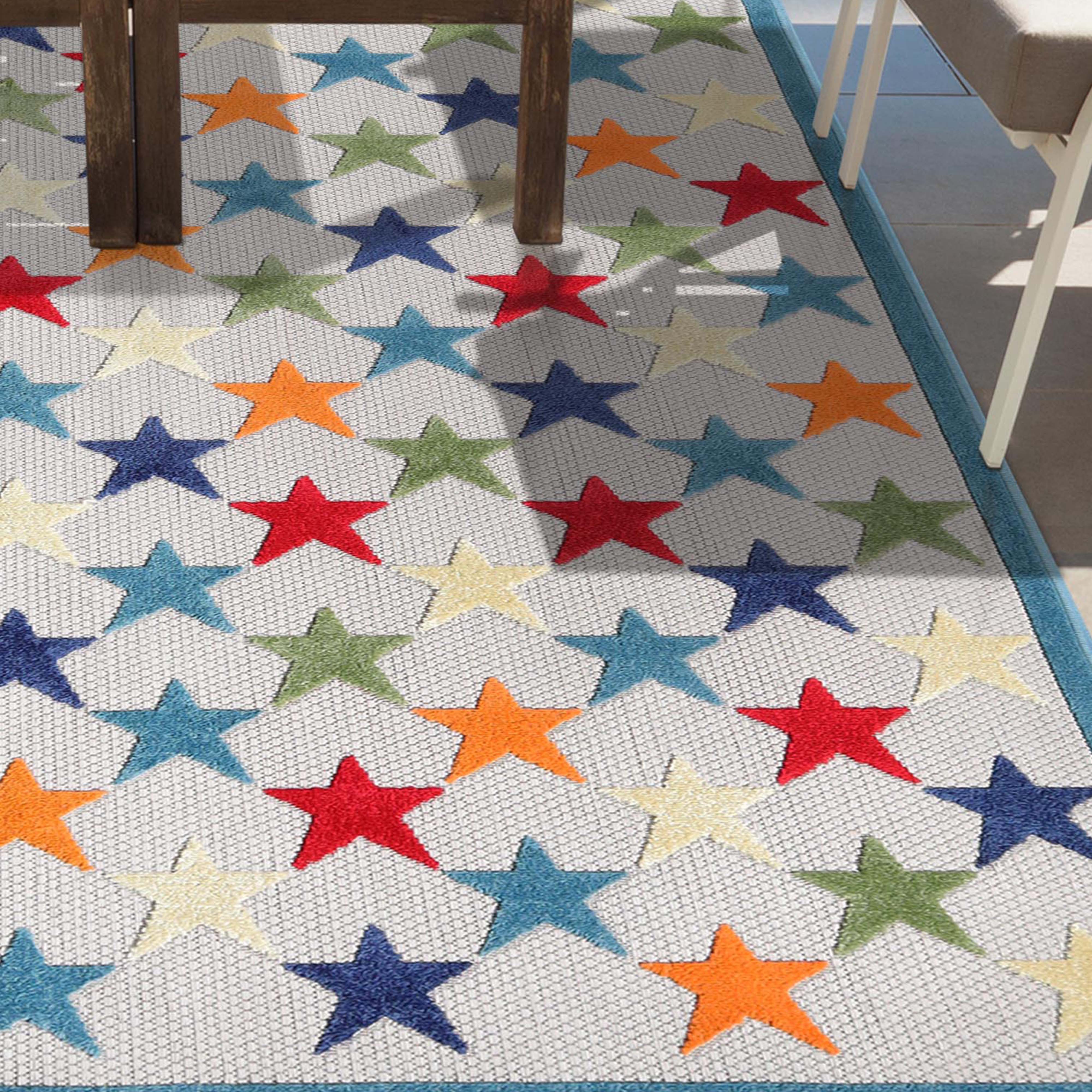 Juniper Modern Stars Area Rug - Soft Indoor/Outdoor Carpet for Living Room, Bedroom, Patio - Non-Slip Decorative Floor Mat for Home & Office