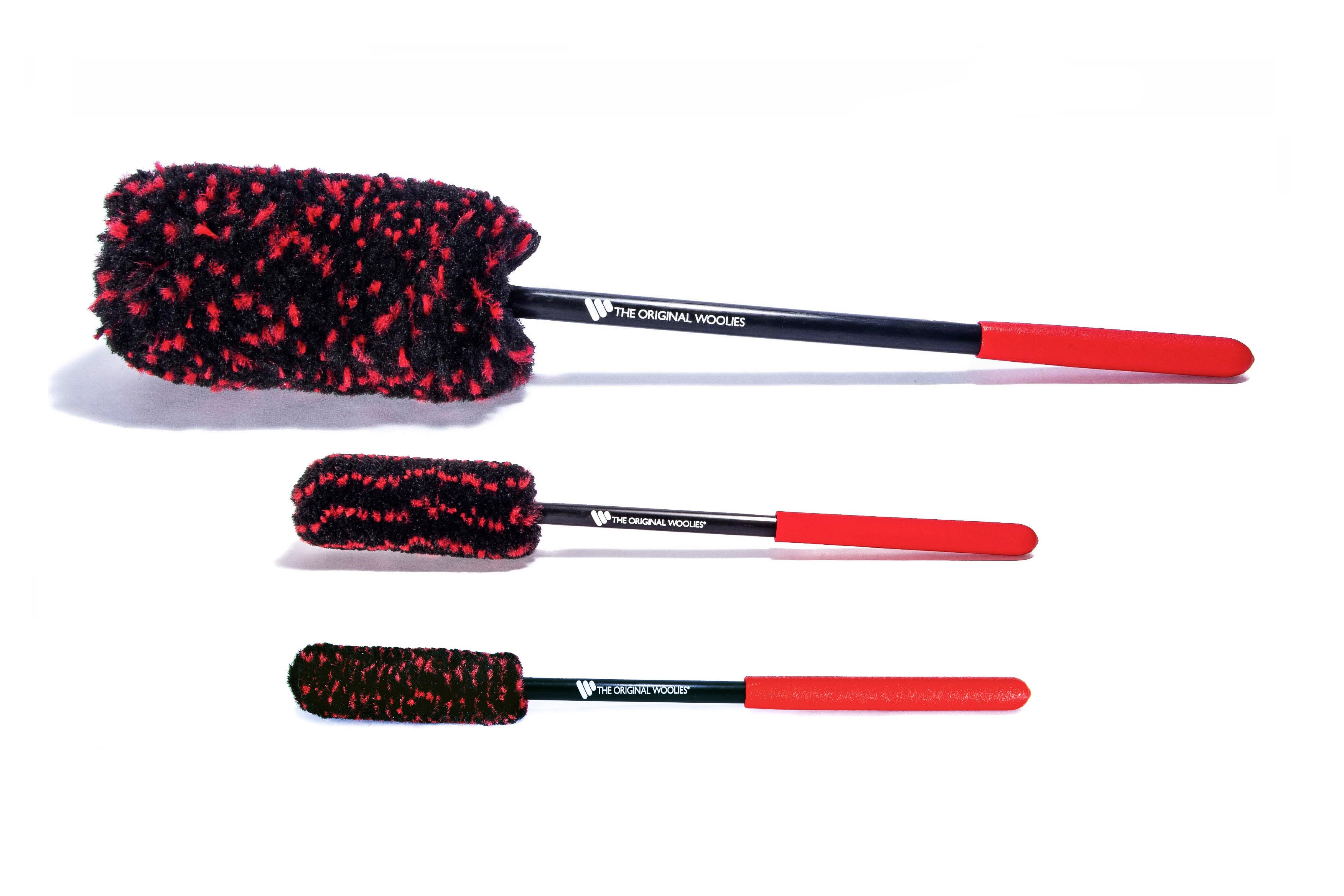 Wheel Woolies 3-Piece Car Wheel Cleaning Brush Kit - Perfect for Detailing, Alloy Wheels & Tire Care