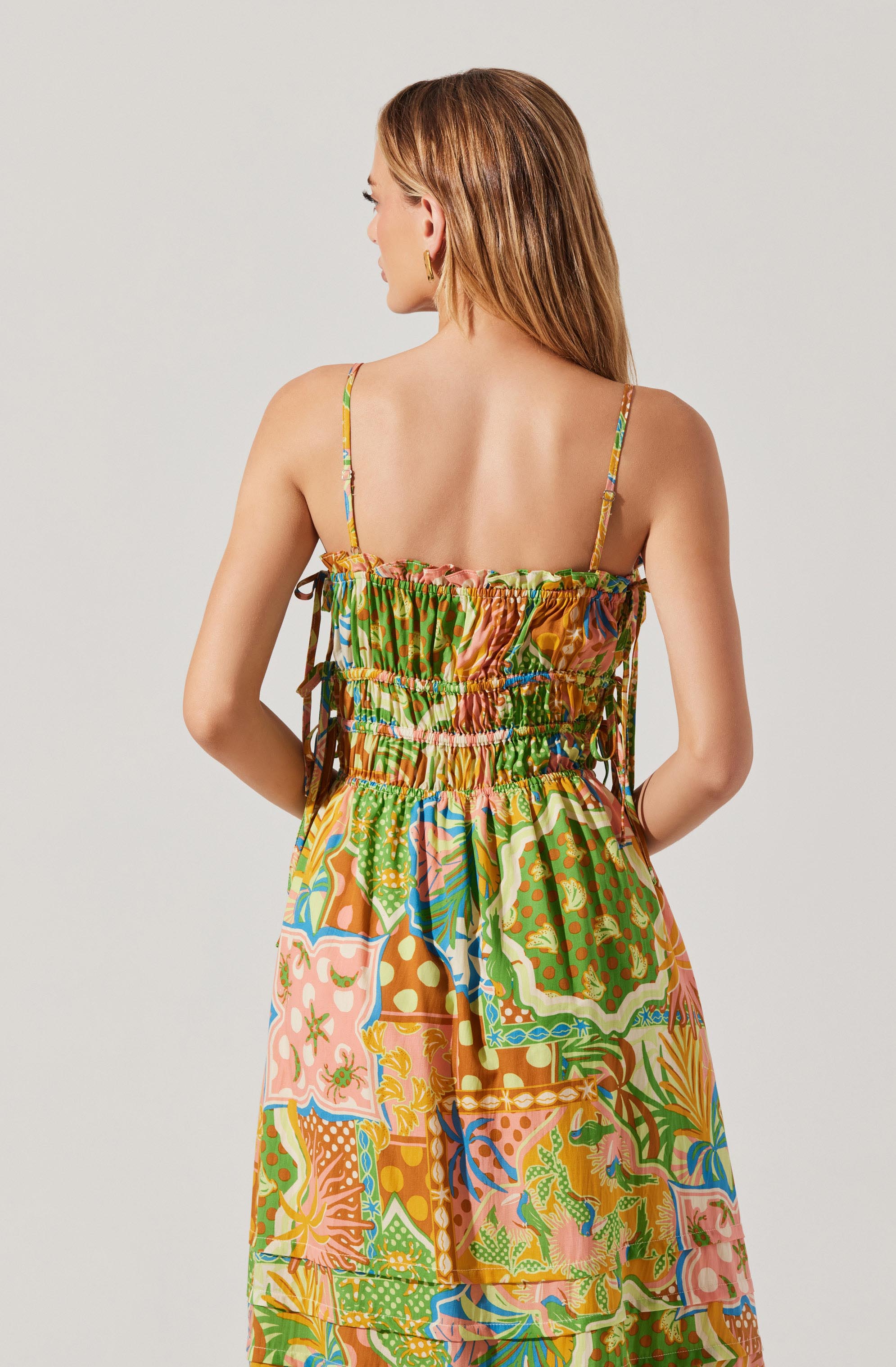 Elisabeth Printed Shirred Midi Dress - Floral Summer Dress for Women, Perfect for Beach Vacations, Date Nights & Outdoor Parties