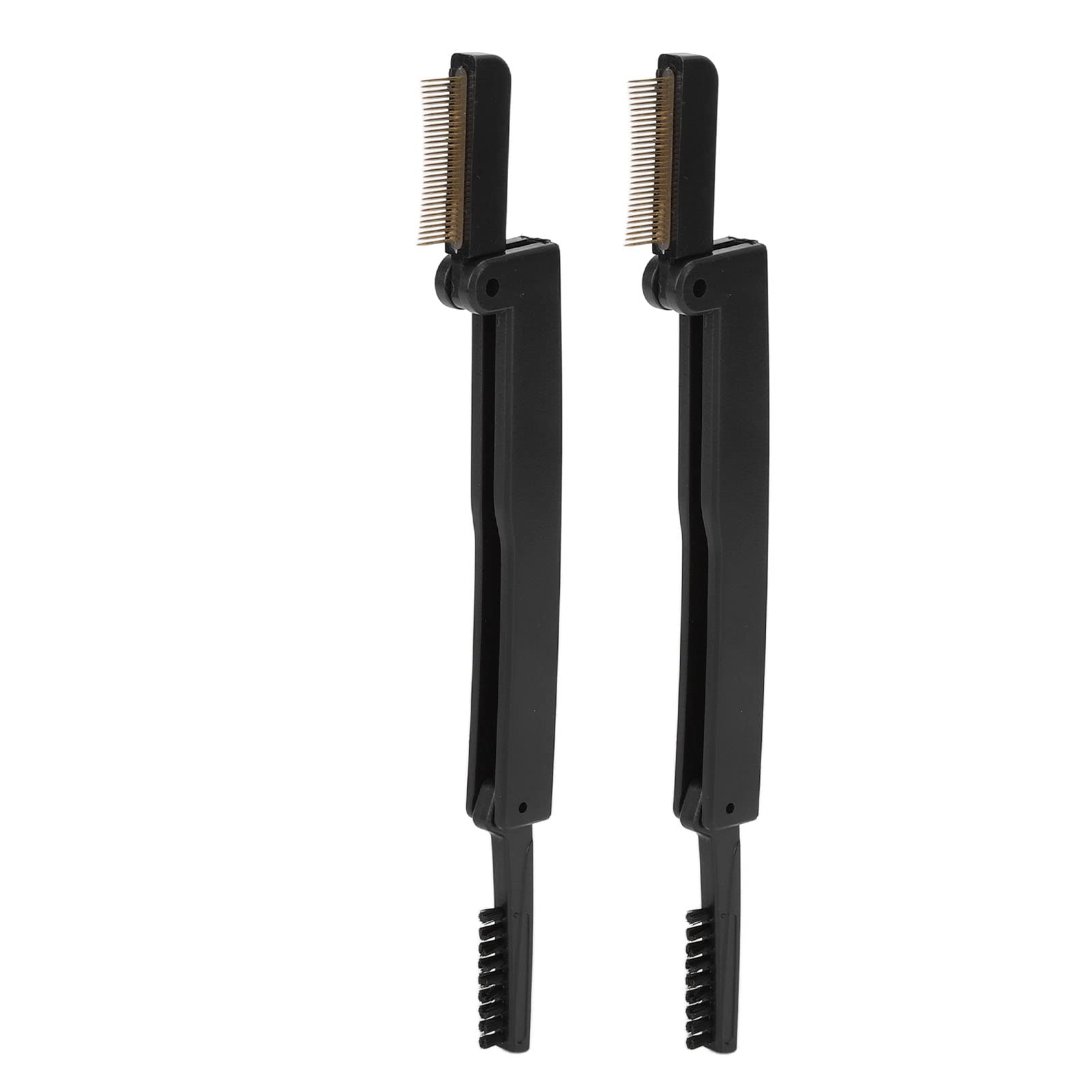 2pcs Dual-Sided Metal Eyelash & Eyebrow Comb - Portable Folding Brow Grooming Brush & Lash Separator for Perfect Makeup | Travel, Home & Professional Use