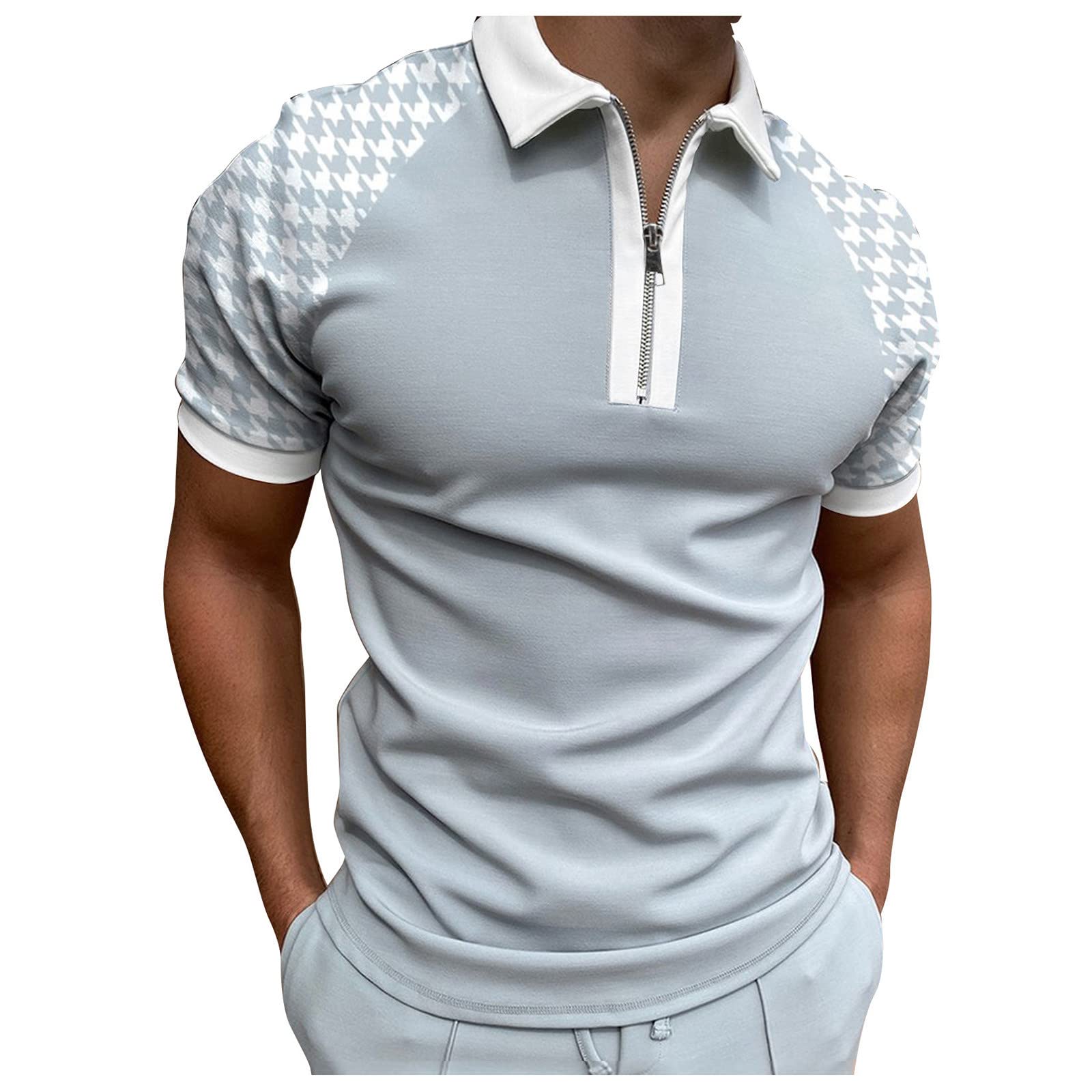 **Men's Slim Fit Performance Polo Shirt - 3D Digital Print Short Sleeve Pique Cotton Top for Casual, Golf & Business Wear**