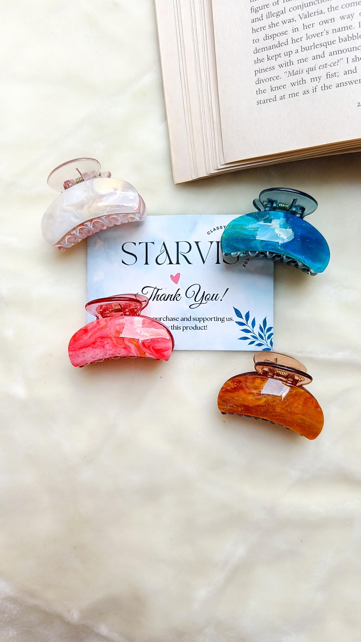 4pcs Galaxy Glitter Acrylic Hair Clips - Vintage French Barrette Claws for Women & Girls, Thick Hair Styling Accessories | Perfect for Parties, Weddings & Everyday Fashion
