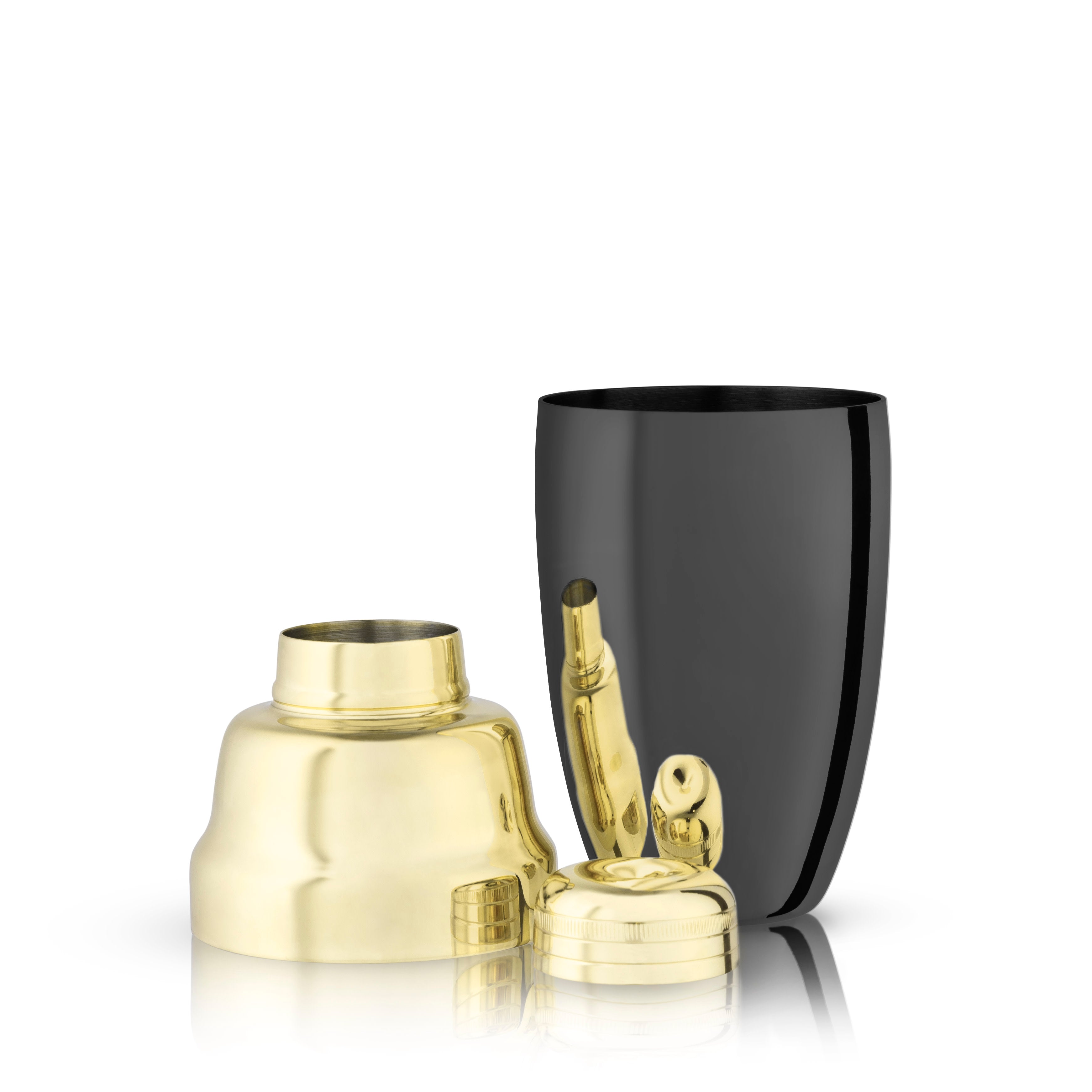 Premium Heavyweight Cocktail Shaker Set - 28oz Stainless Steel Bar Mixing Kit with Strainer & Lid (Elegant Black & Gold) - Perfect for Home Bars, Professional Bartending & Cocktail Parties
