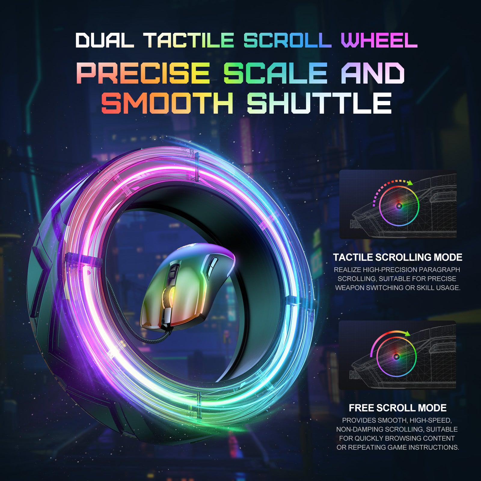 ONIKUMA CW922 Wired Gaming Mouse - 7200 DPI, 7 Programmable Buttons, RGB Backlit for PC & Laptop - Silent Click Optical Mouse for Gaming, Office Work & Home Use