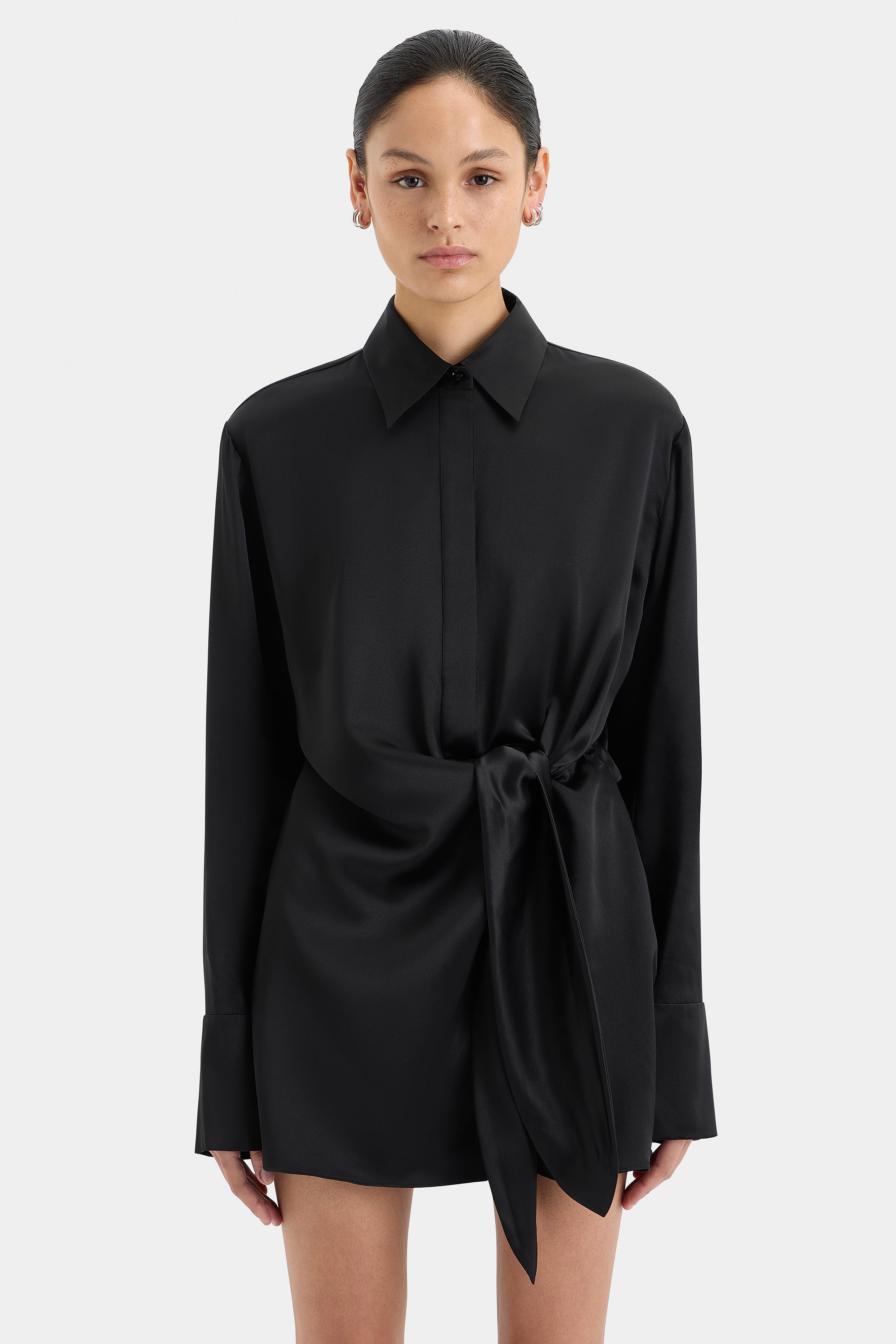 Sorrento Women's Casual Shirt Dress - Flowy Button Down Tunic Top with Pockets | Perfect for Office, Travel & Weekend Outings