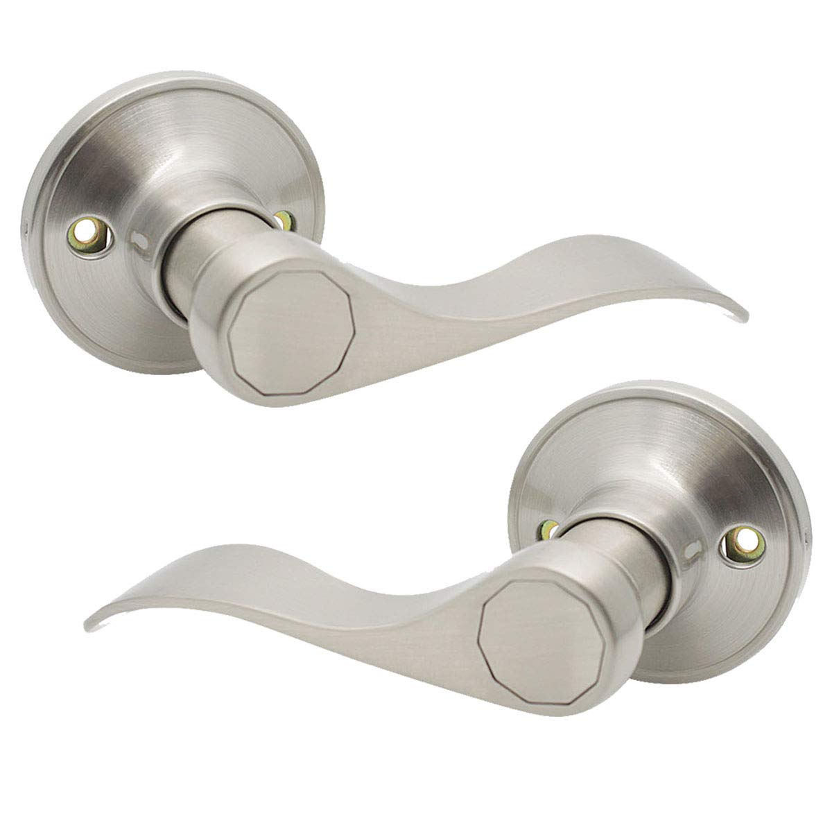 Gobrico 20 Pack Satin Nickel Wave Dummy Door Levers - Non-Turning Interior Door Handles (10 Left & 10 Right Handed) for Bedroom, Closet, Pantry & Cabinet Doors - Rust-Resistant Decorative Hardware