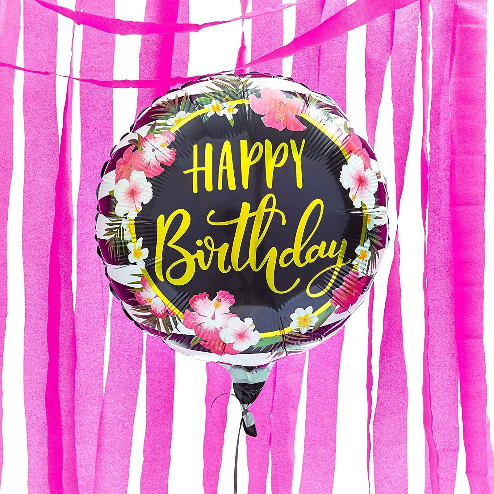 Juvale 79 Feet Hot Pink Crepe Paper Party Streamers with Balloons (17 Pack) - Perfect for Birthday Decorations, Baby Showers & Wedding Party Supplies