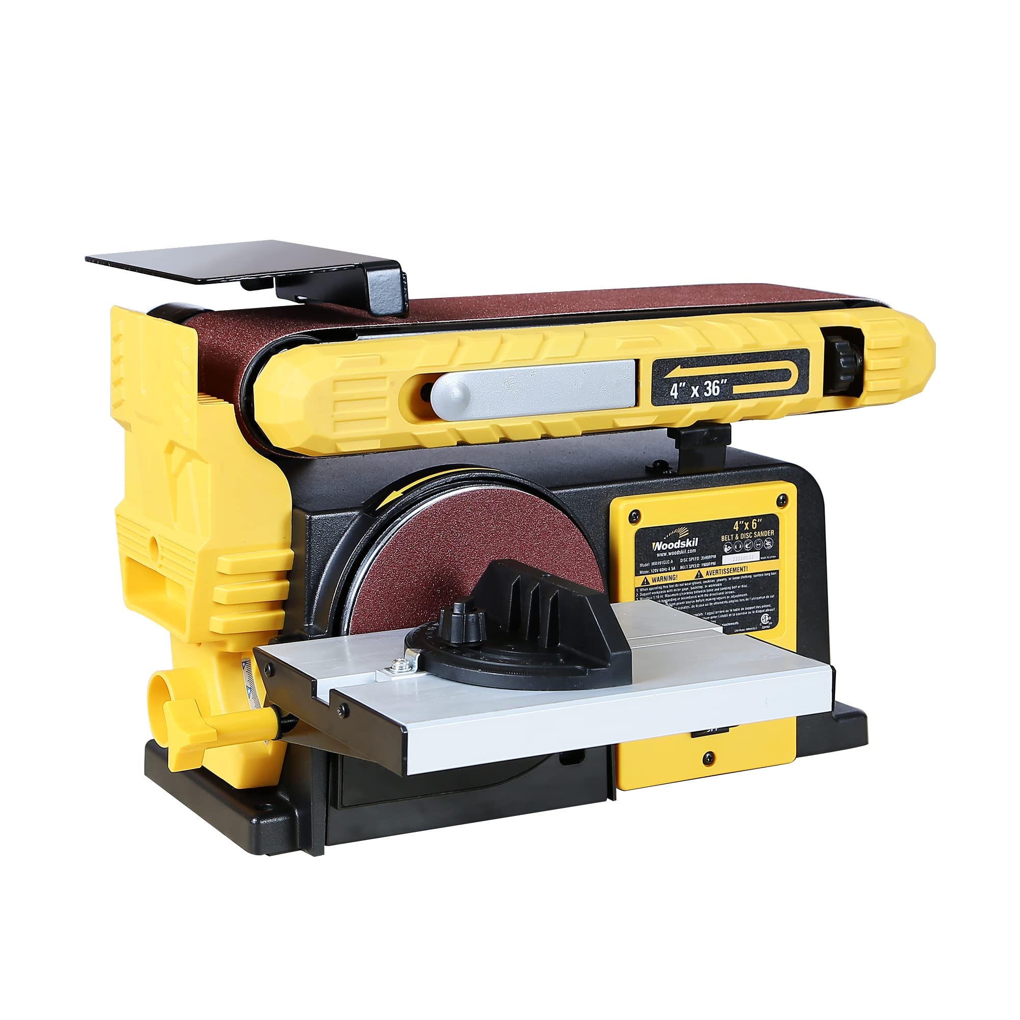 4.5-Amp Belt Disc Sander Combo | 4 x 36 in. Belt & 6 in. Disc Sander with 3/4HP Motor | Woodworking Bench Sander with Stable Base | Upgraded Model for Sanding, Polishing & Shaping Wood, Metal & DIY Projects