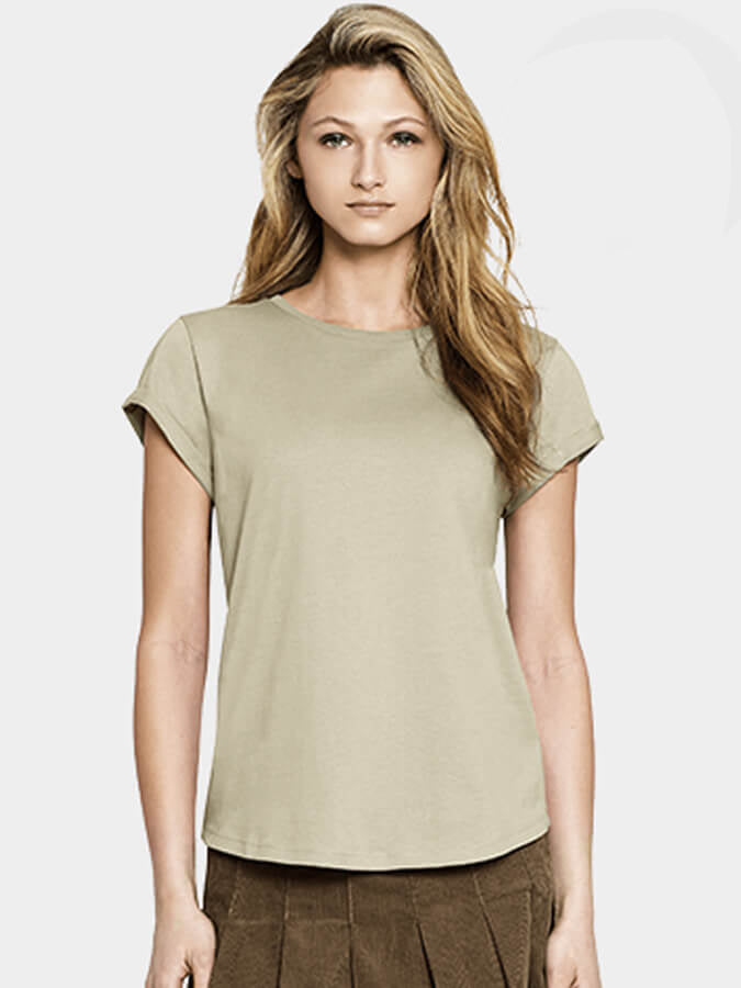 Organic Cotton Rolled Sleeve T-Shirt for Women - Comfortable Yoga Studio Top | Perfect for Yoga, Pilates & Casual Wear