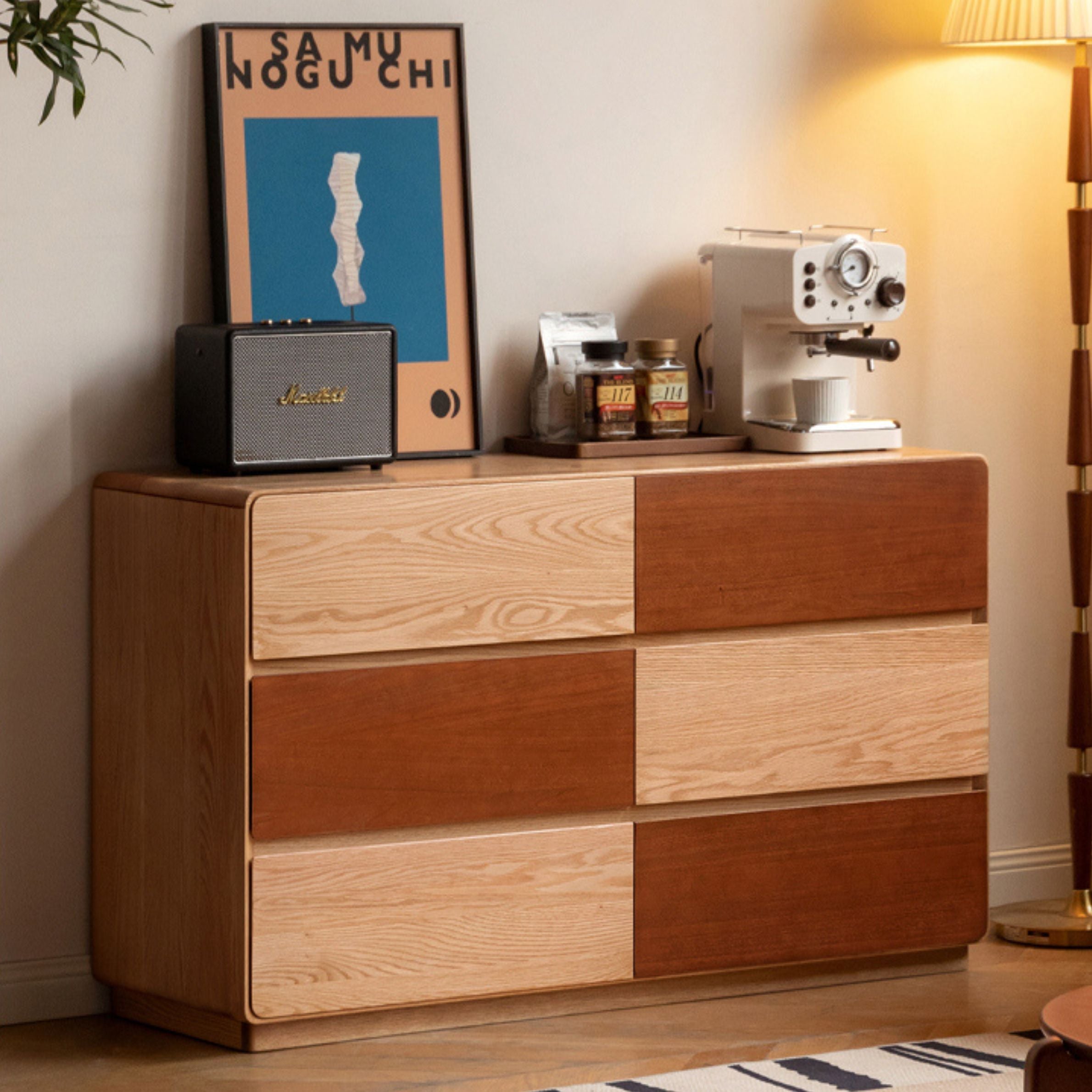 Solid Oak Wood Modern Drawer Cabinet - Stylish Storage Solution for Living Room, Bedroom & Office Organization