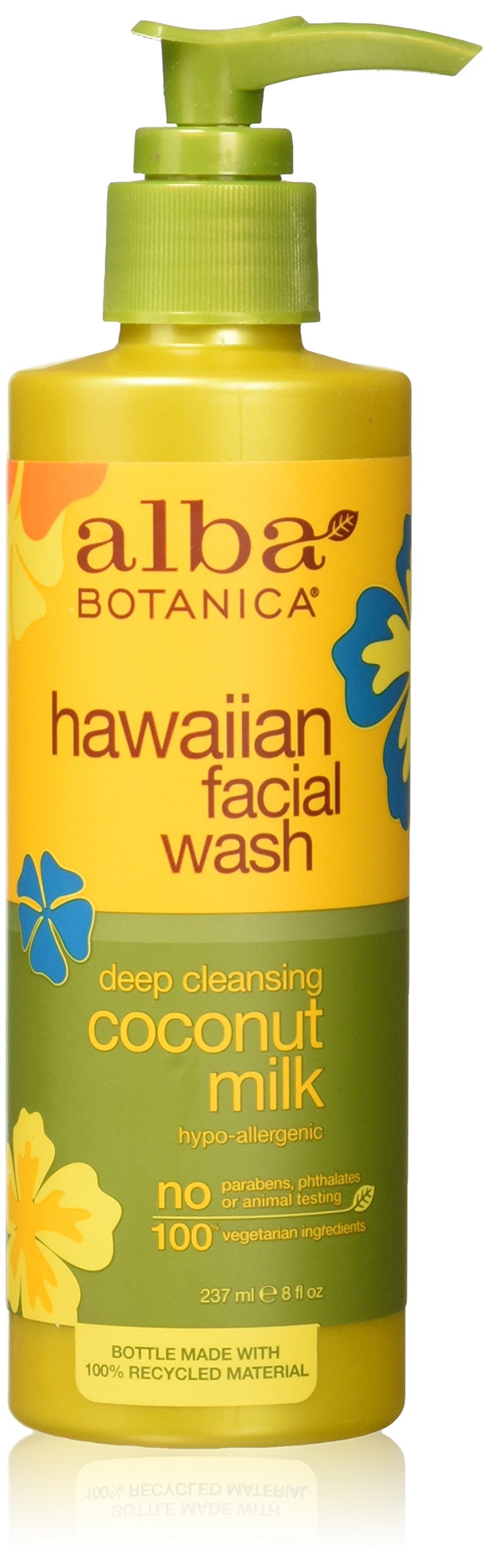 Alba Botanica Coconut Milk Facial Wash - Hypoallergenic Face Cleanser for Sensitive Skin, 8 fl oz - Gentle Daily Cleansing with Natural Ingredients for Dry & Combination Skin Types | Morning & Night Skincare Routine