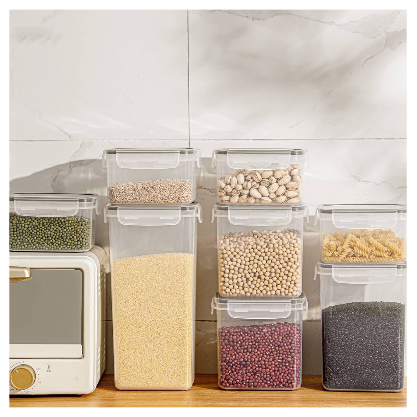 24-Piece Airtight Food Storage Jars with Lids - Transparent Kitchen Containers for Flour, Cereal, Pasta & Spaghetti | Durable & Sturdy Seal for Pantry Organization & Meal Prep