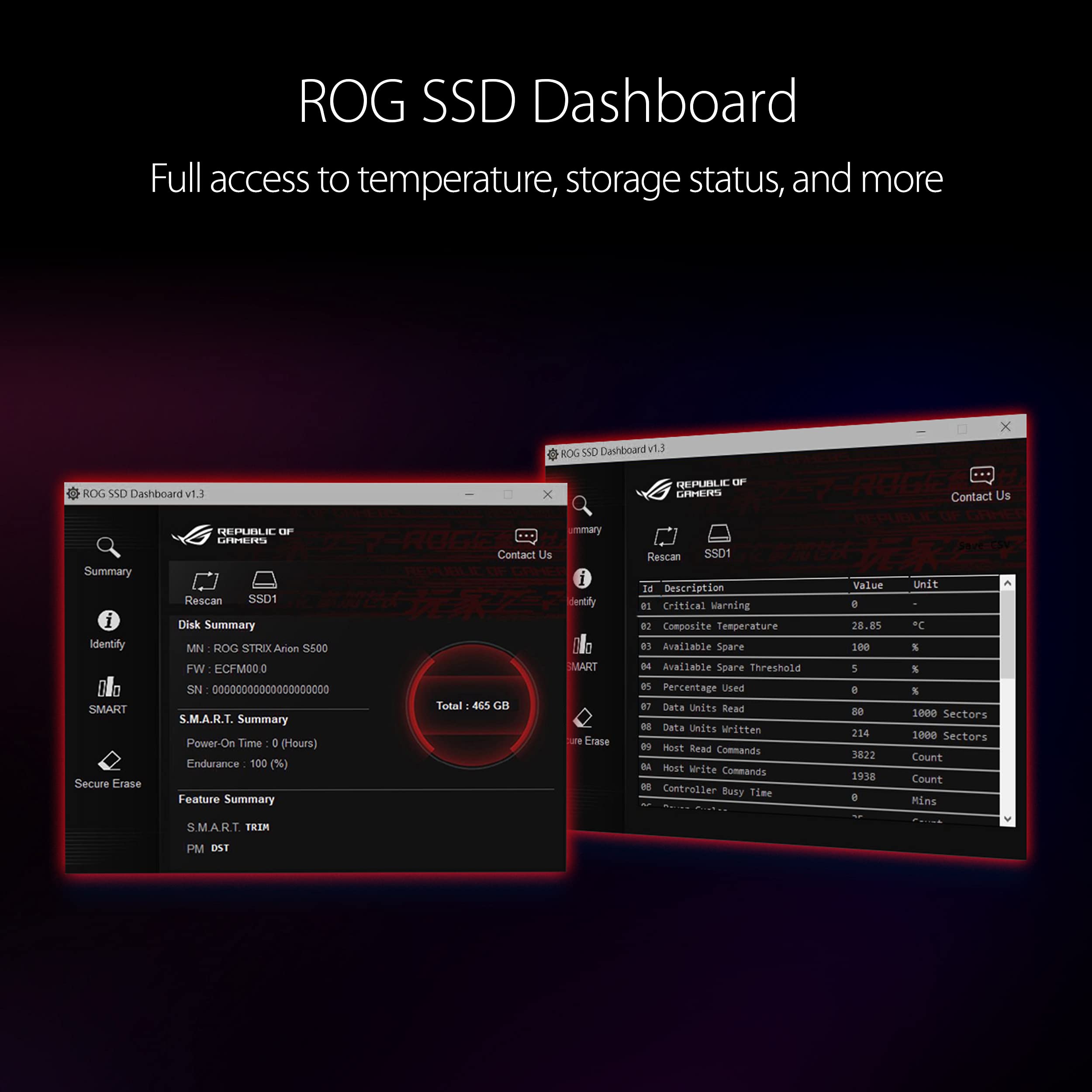 ROG Strix Arion S500 500GB Portable SSD - USB-C 3.2 Gen 2 External Solid State Drive with NVMe, 1050MB/s Read Speed, 256-bit AES Encryption, Aura Sync RGB Lighting | Perfect for Gaming, Video Editing & Data Backup