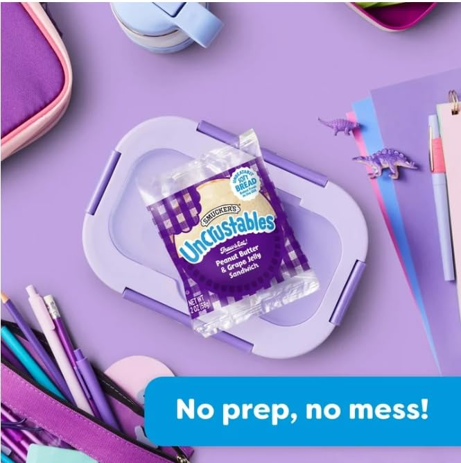 Uncrustables Frozen Peanut Butter & Grape Jelly Sandwich - 30 Count (3 Packs of 10) | No Crust PB&J Snacks for Kids Lunch, School, Picnics & On-the-Go Meals