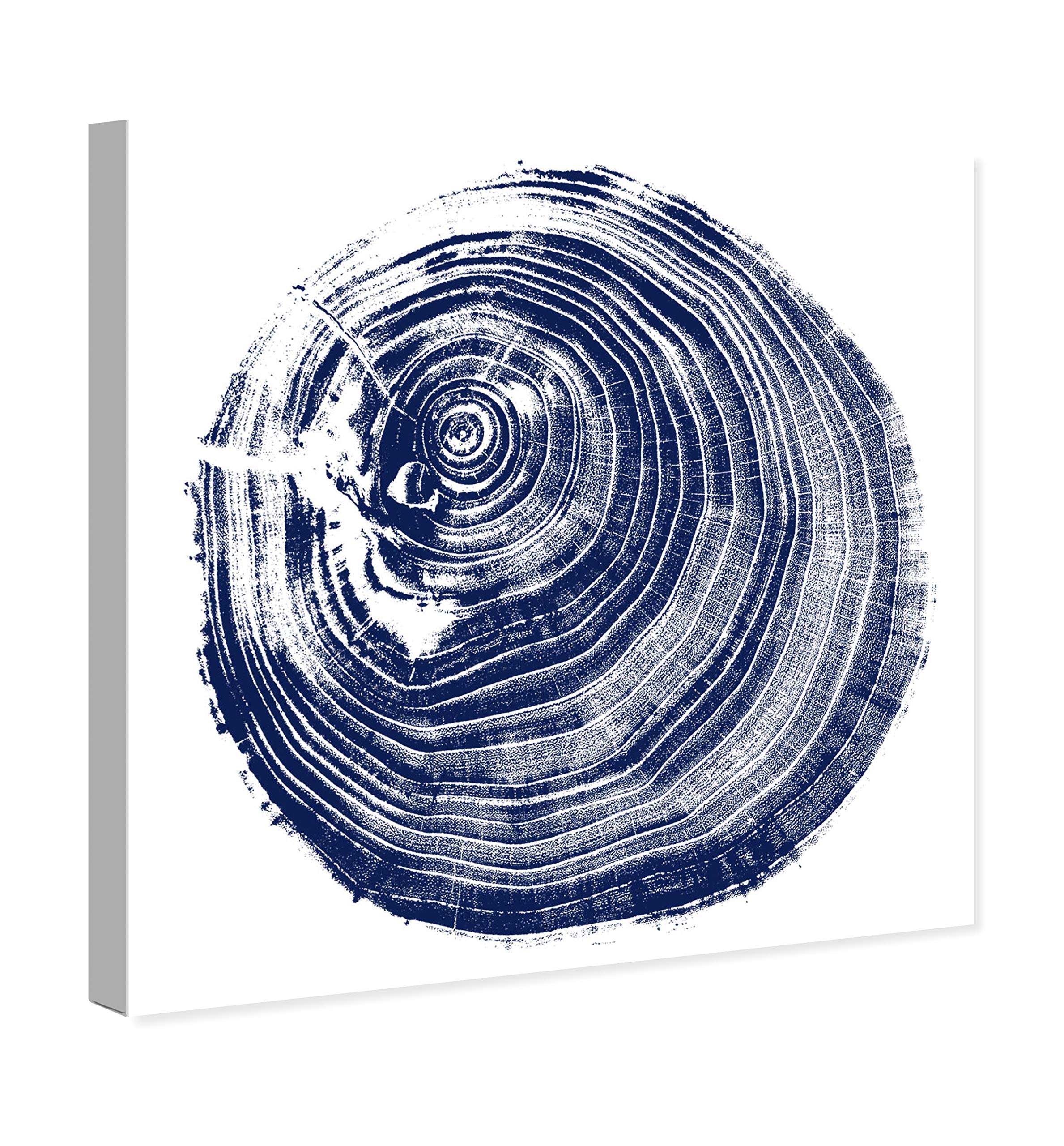 Abstract Wall Art Canvas Prints 'Legno Blu Due' - Blue & White Modern Home Decor Painting 24