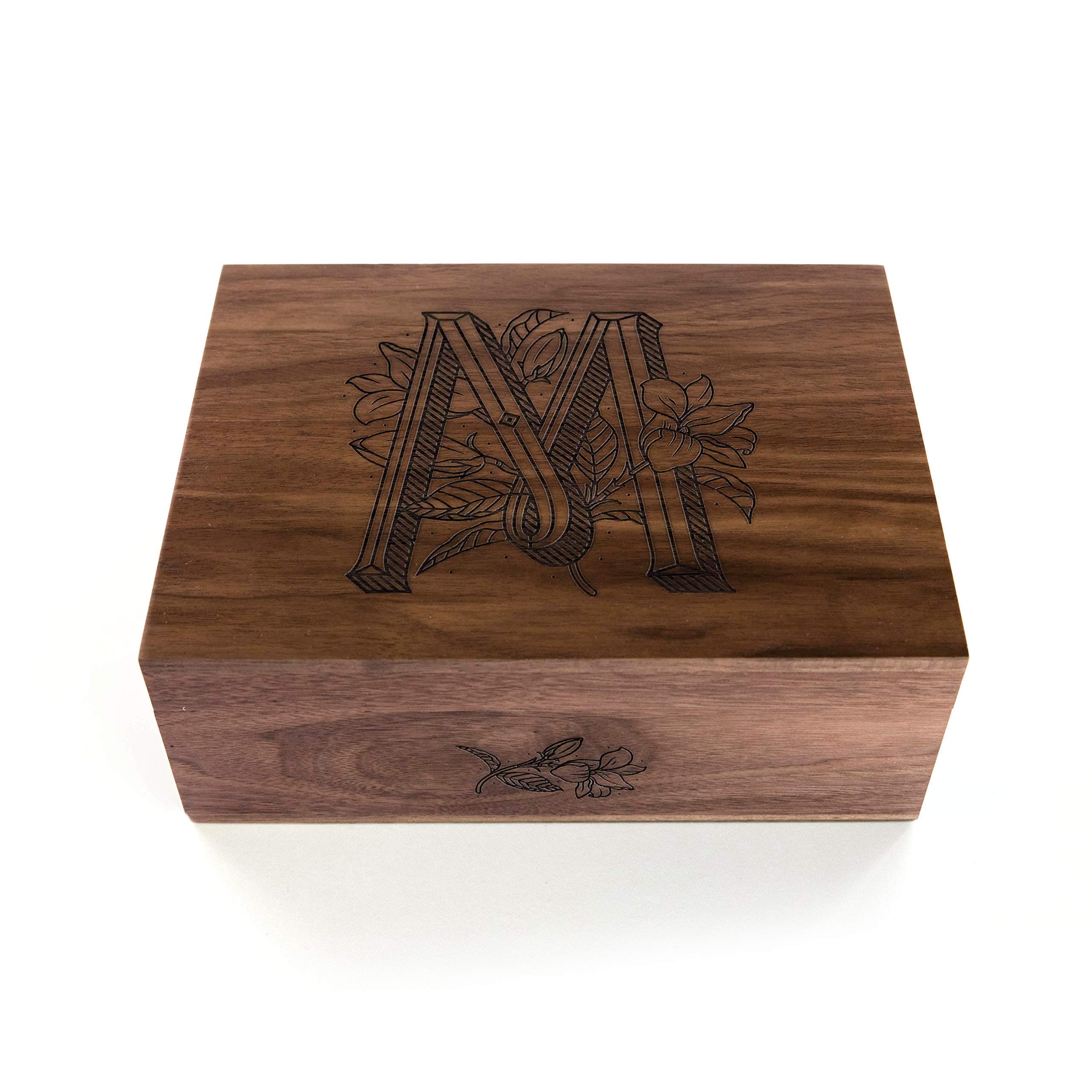 Personalized Floral Monogram Wooden Keepsake Box - Custom Engraved Gift for Wedding, Anniversary, Baby Shower & Memory Storage | Perfect for Jewelry, Photos & Keepsakes Organization