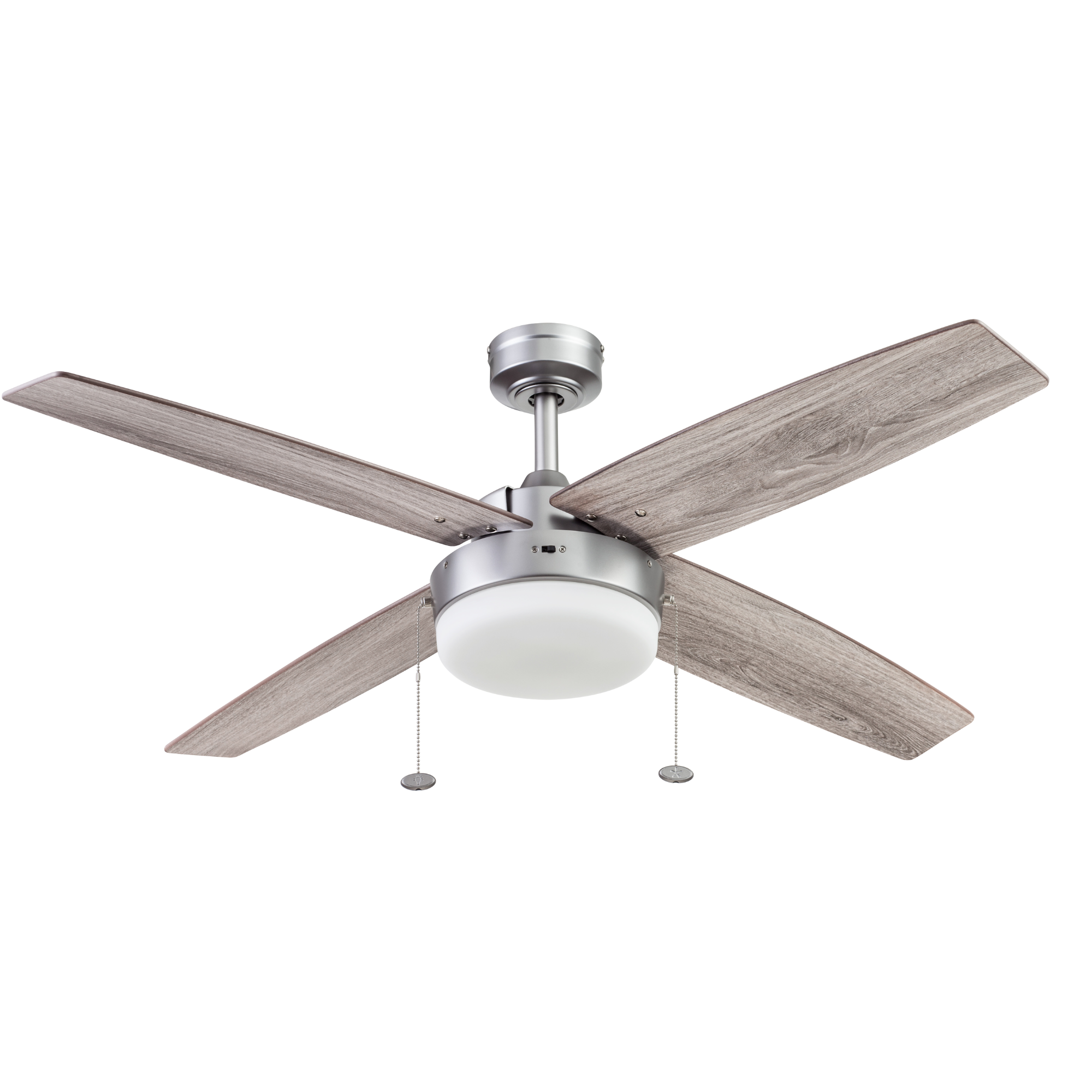 52 Inch Memphis Silver Ceiling Fan with Pull Chain - Modern Indoor Cooling Fan for Living Room, Bedroom, and Office