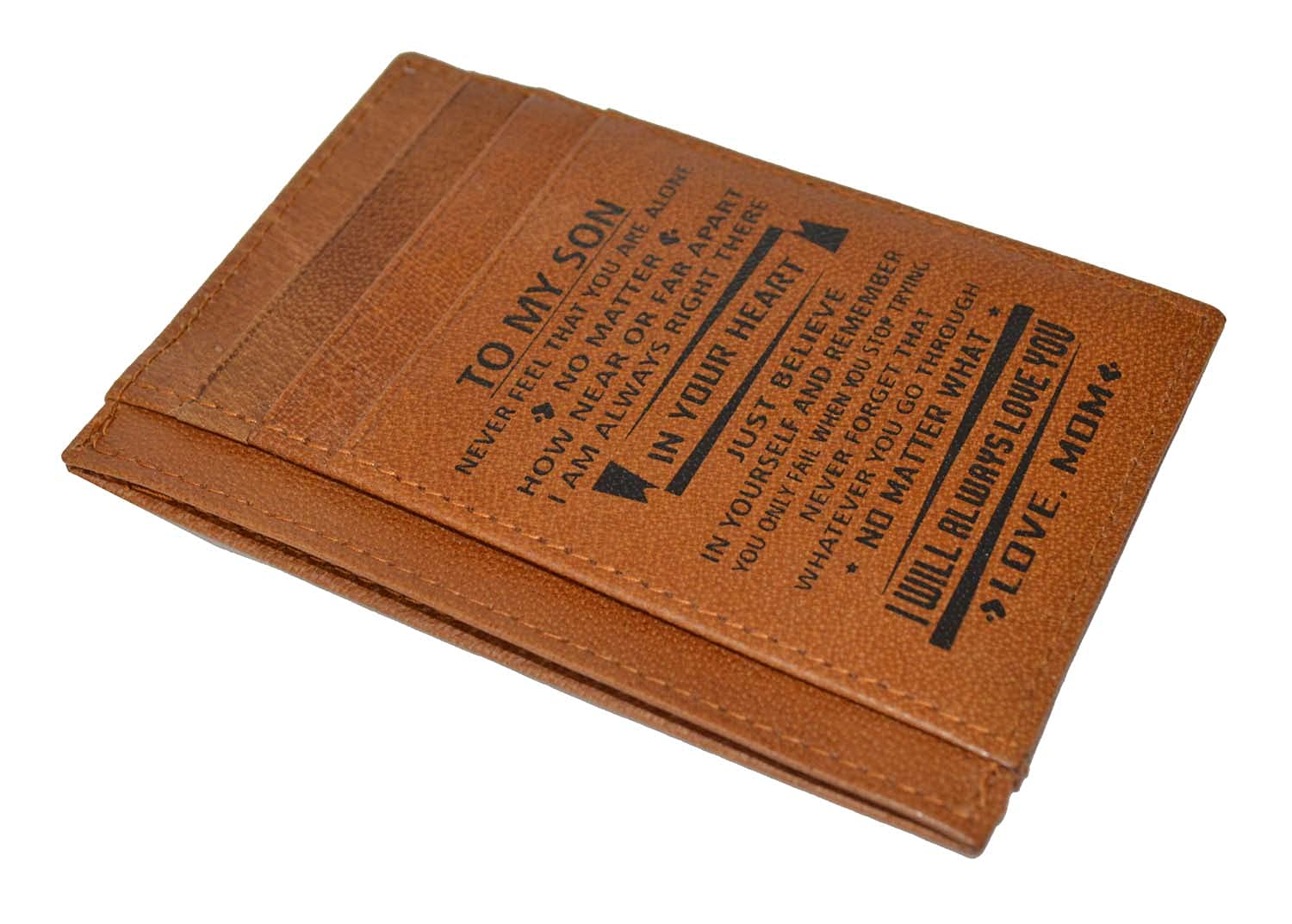 Genuine Leather Slim Credit Card Holder with ID Window - Perfect Gift for Son from Mom - Ideal for Travel & Daily Use