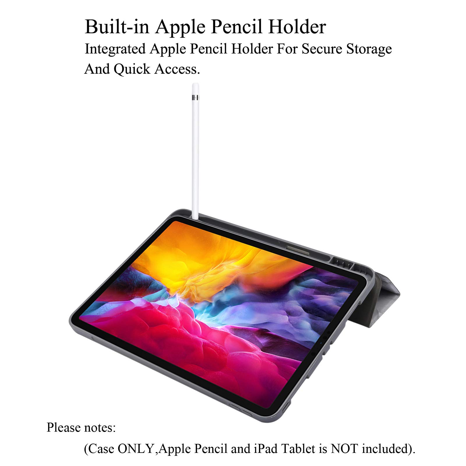 Premium iPad Pro 11 Inch Case (2nd/3rd Gen 2020/2021) - Pink Marble Trifold Stand Cover with Apple Pencil Holder, Auto Sleep/Wake & Multi-Angle Viewing - Perfect for Work, Study and Entertainment