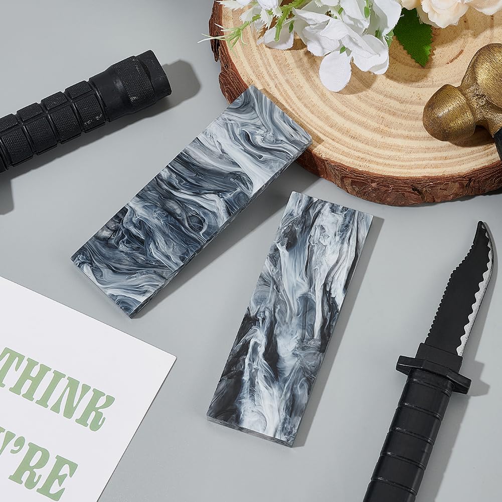 BENECREAT 2Pcs Marble Pattern Knife Handle Scales - Acrylic DIY Knife Making Material for Custom Blades (4.74x1.57x0.33 Inch) - Perfect for Knife Restoration, Woodworking & Outdoor Survival Tools