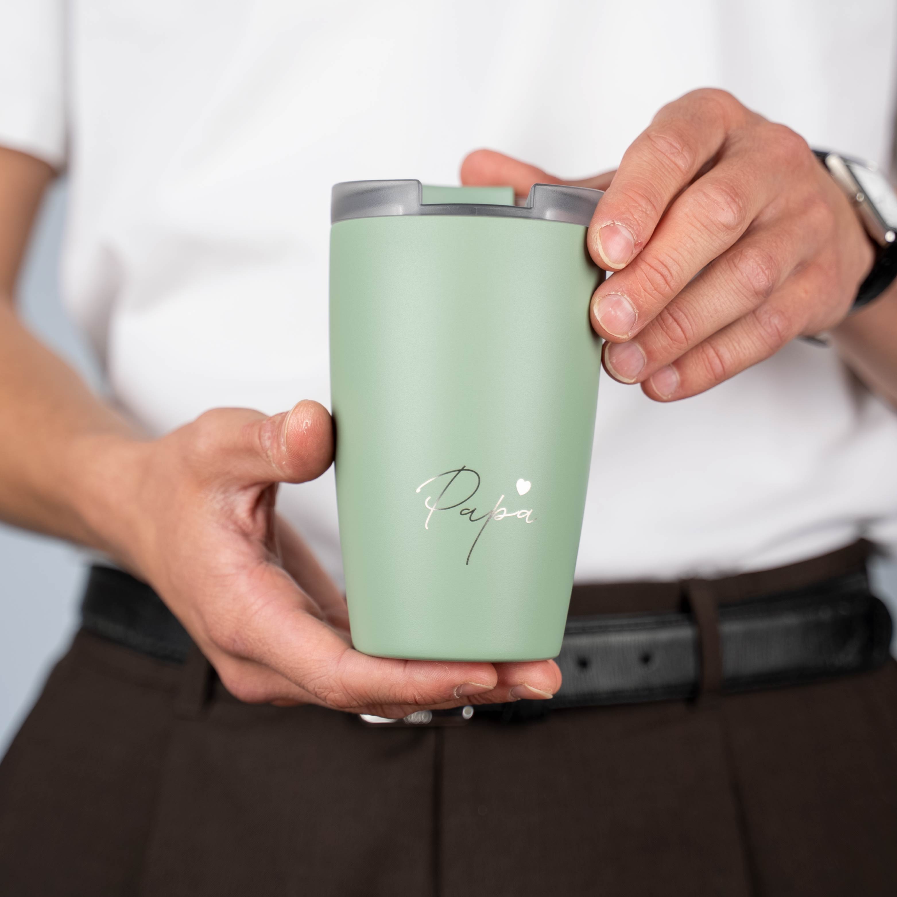 Sage Papa Magnetic Travel Mug - Insulated Stainless Steel Thermos for Coffee & Tea - Perfect for Office, Commuting & Outdoor Adventures